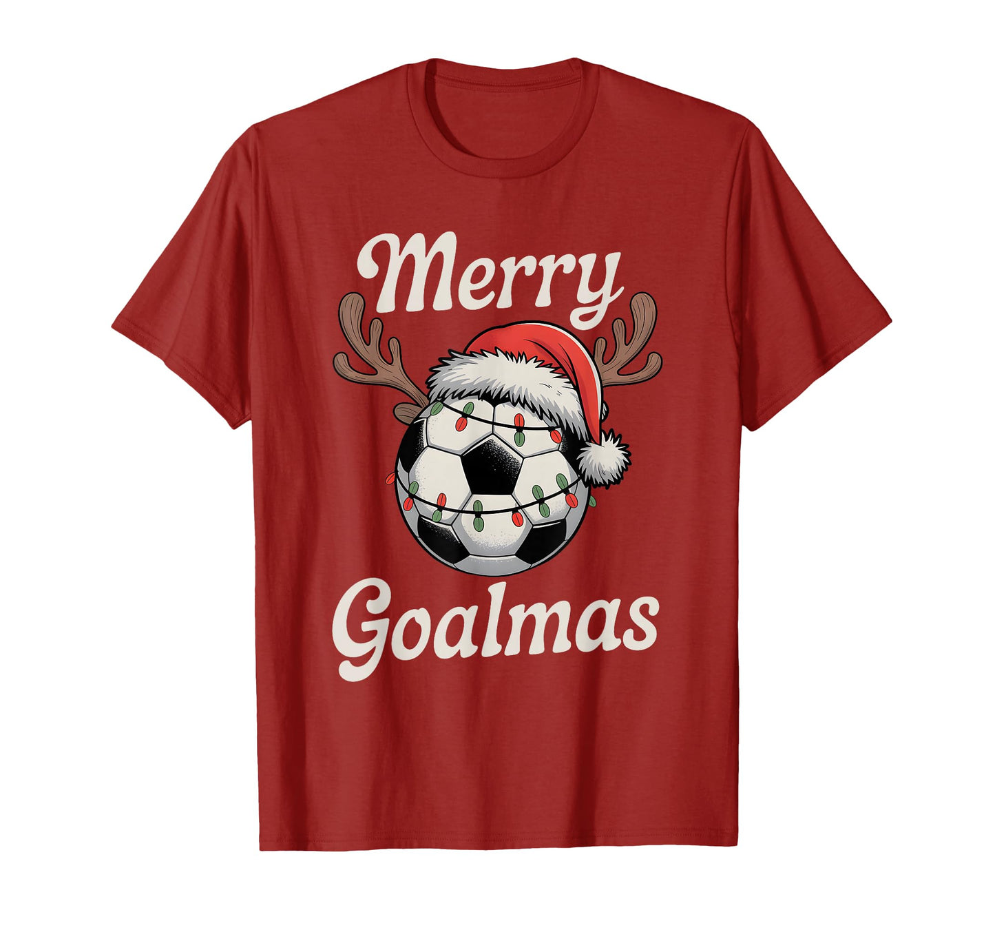 Merry Goalmas Christmas Funny Santa Soccer Ball Reindeer T-Shirt