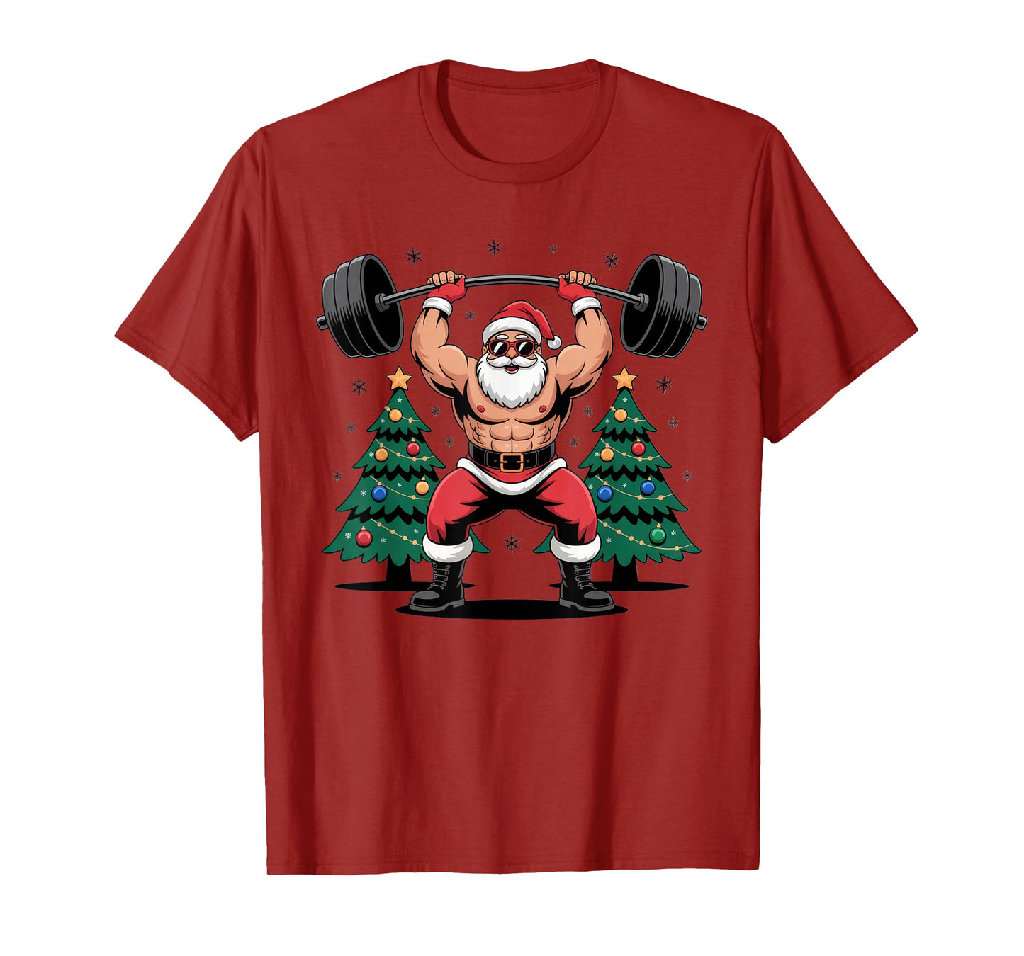 Muscle Santa Christmas Fitness Buff Holiday Vibes T-Shirt