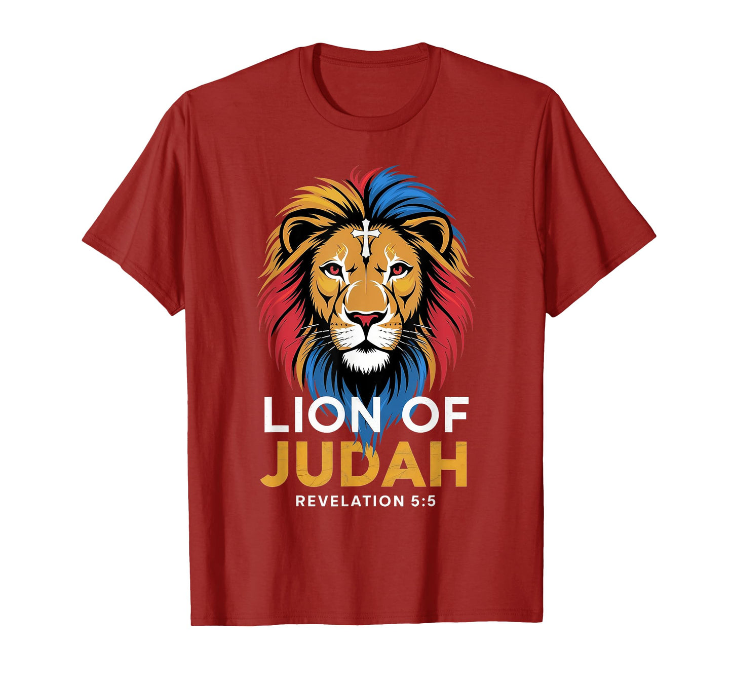 Lion of Judah God Jesus Cross Christian Religious Men Women T-Shirt