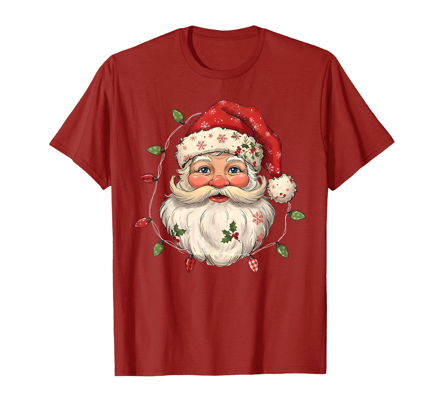 Santa Snowman Christmas Xmas Lights Family Pajamas Holiday T-Shirt