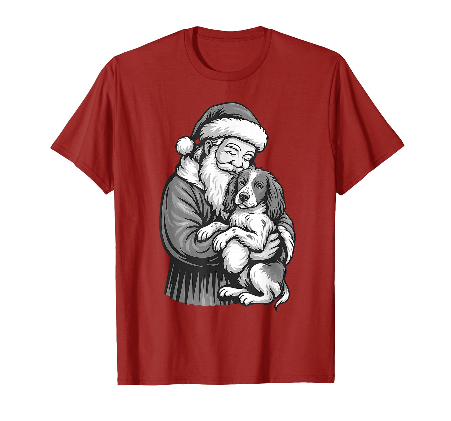 Brittany Spaniel Santa Claus Christmas Dog Lover T-Shirt