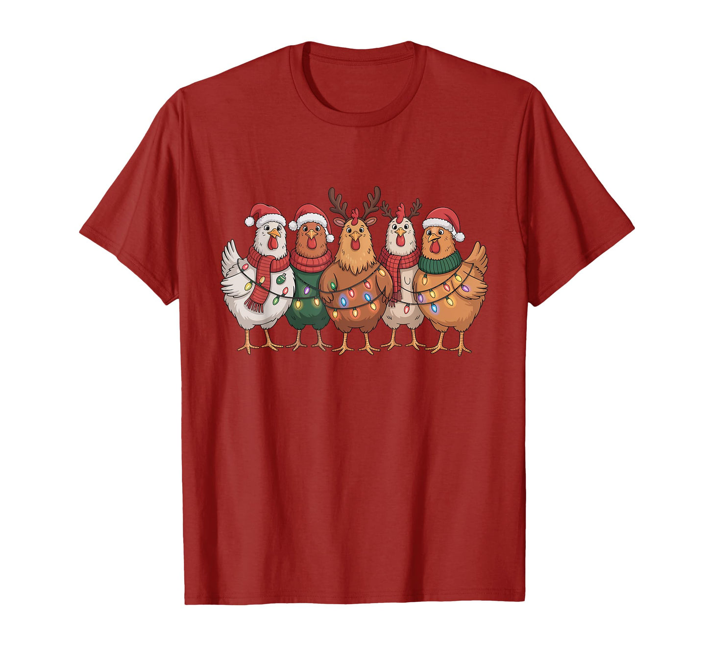 Christmas Lights Chicken Santa Funny Xmas Tree for Men Women T-Shirt