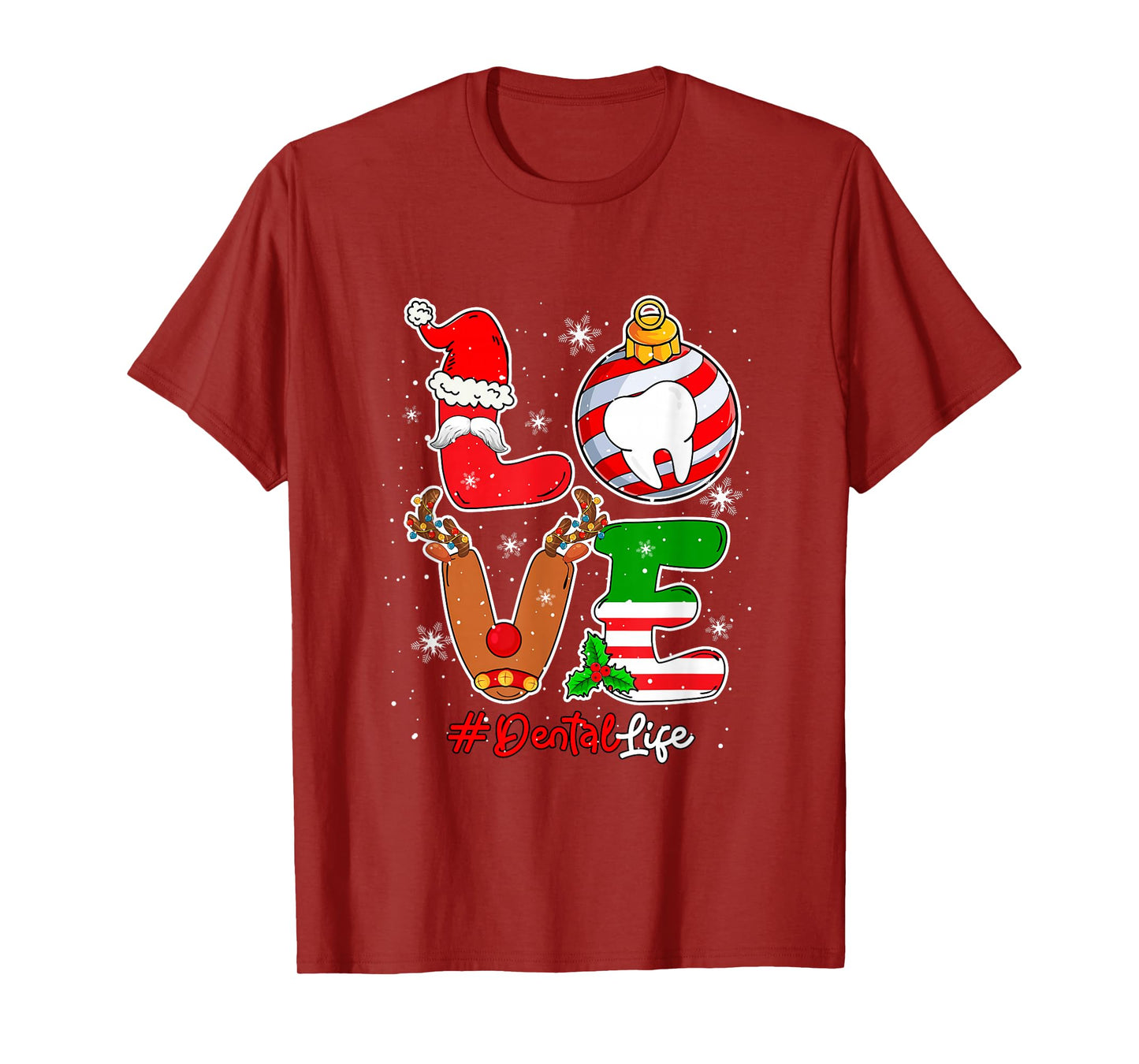 Love Dental Christmas Santa Reindeer Costume Job Team T-Shirt