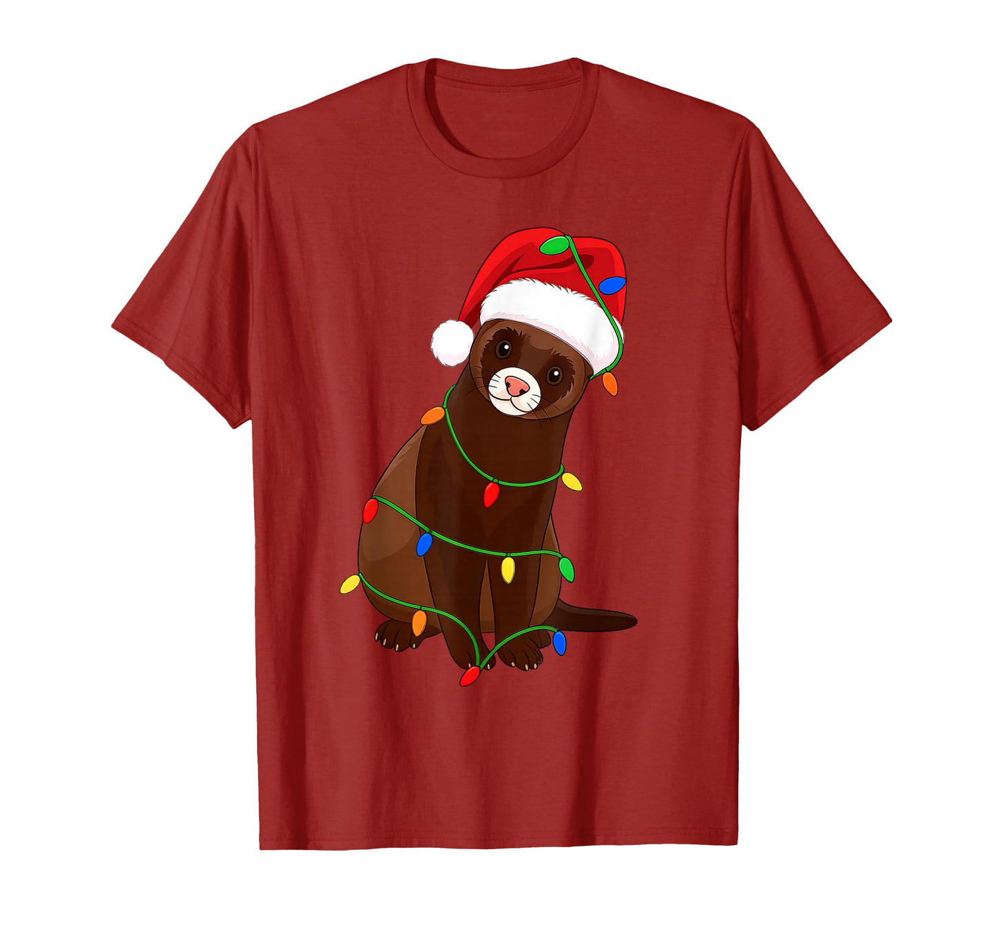 Ferret Christmas Tree Lights Holiday Pet Lover T-Shirt