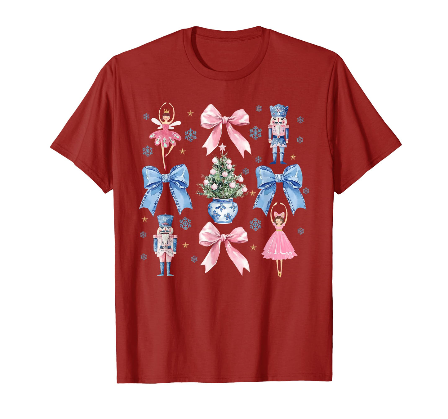 Coquette Bow Christmas Nutcracker Ballet Festive Women Girls T-Shirt