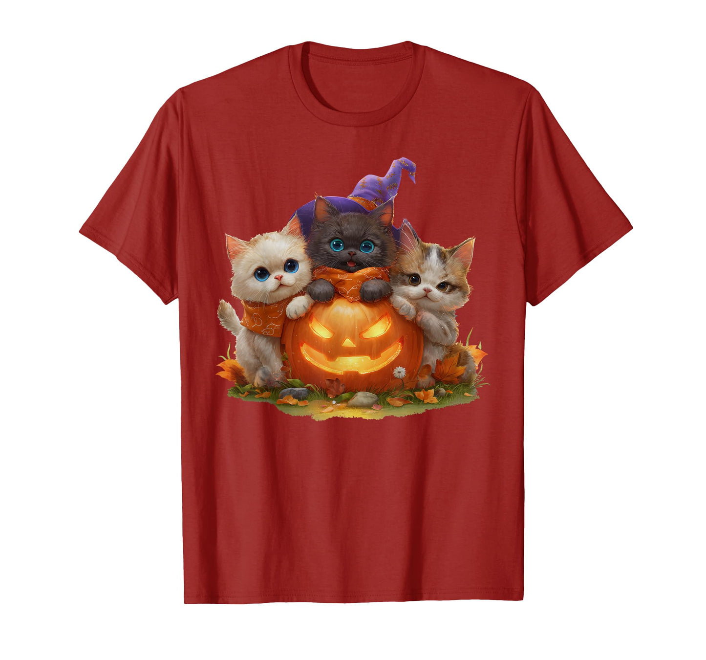 Vintage Kittens Pumpkin Cute Cat Spooky Season Halloween T-Shirt