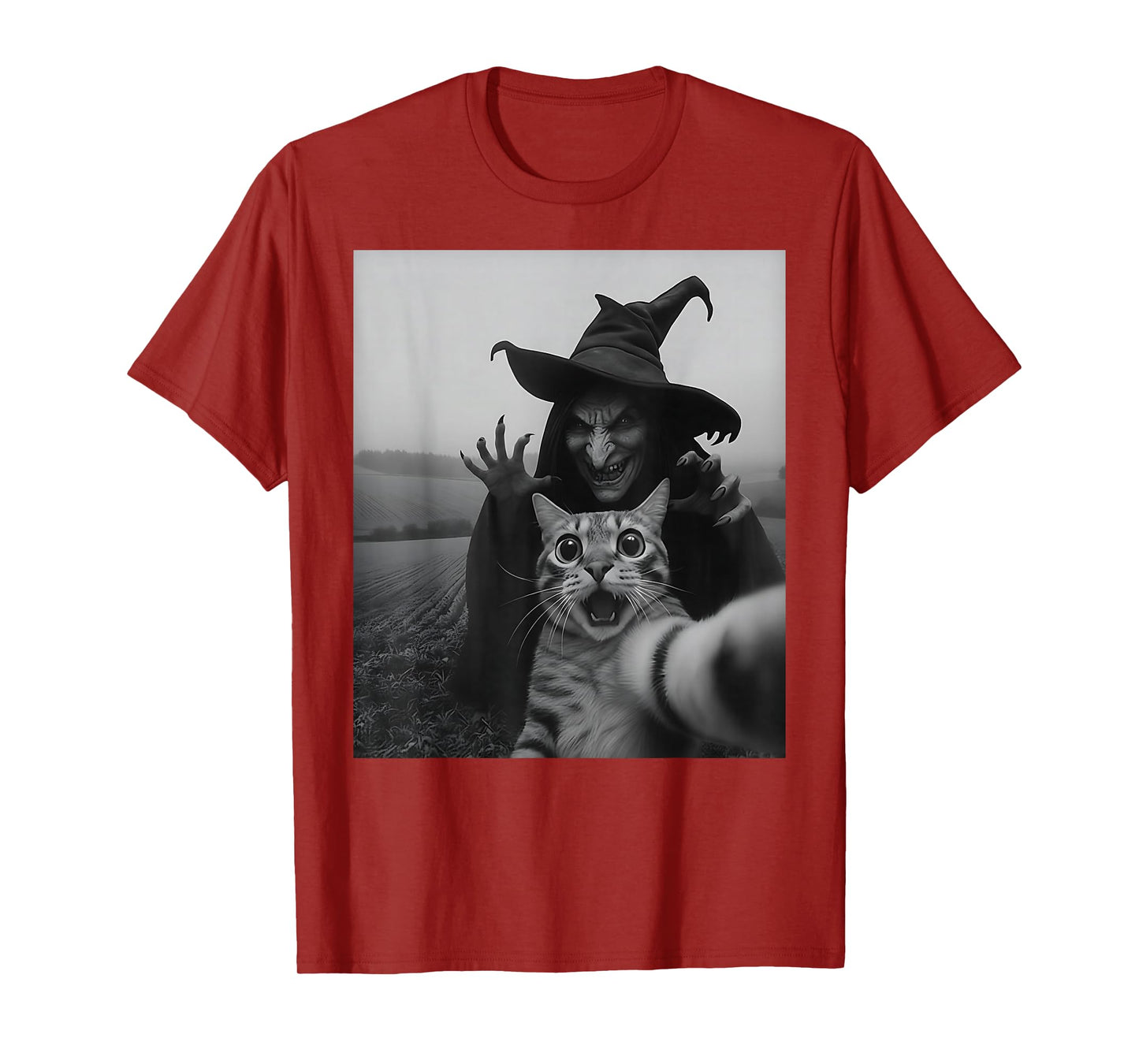 Halloween Cat Selfie with Witch T-Shirt