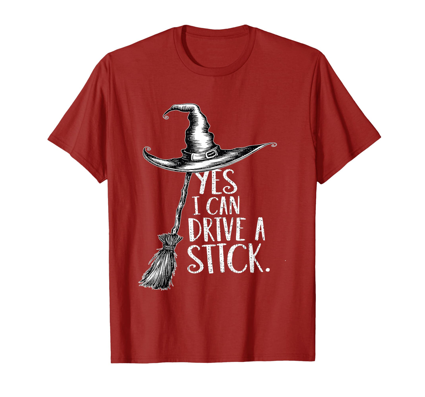 Vintage Yes I Can Drive A Stick Funny Halloween Spooky Witch T-Shirt