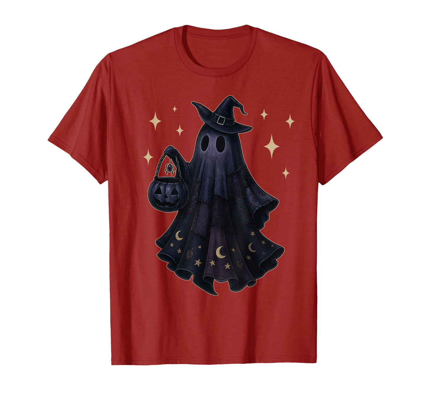 Witchy Gothic Ghost Halloween Ghost Moon Spider Stars T-Shirt