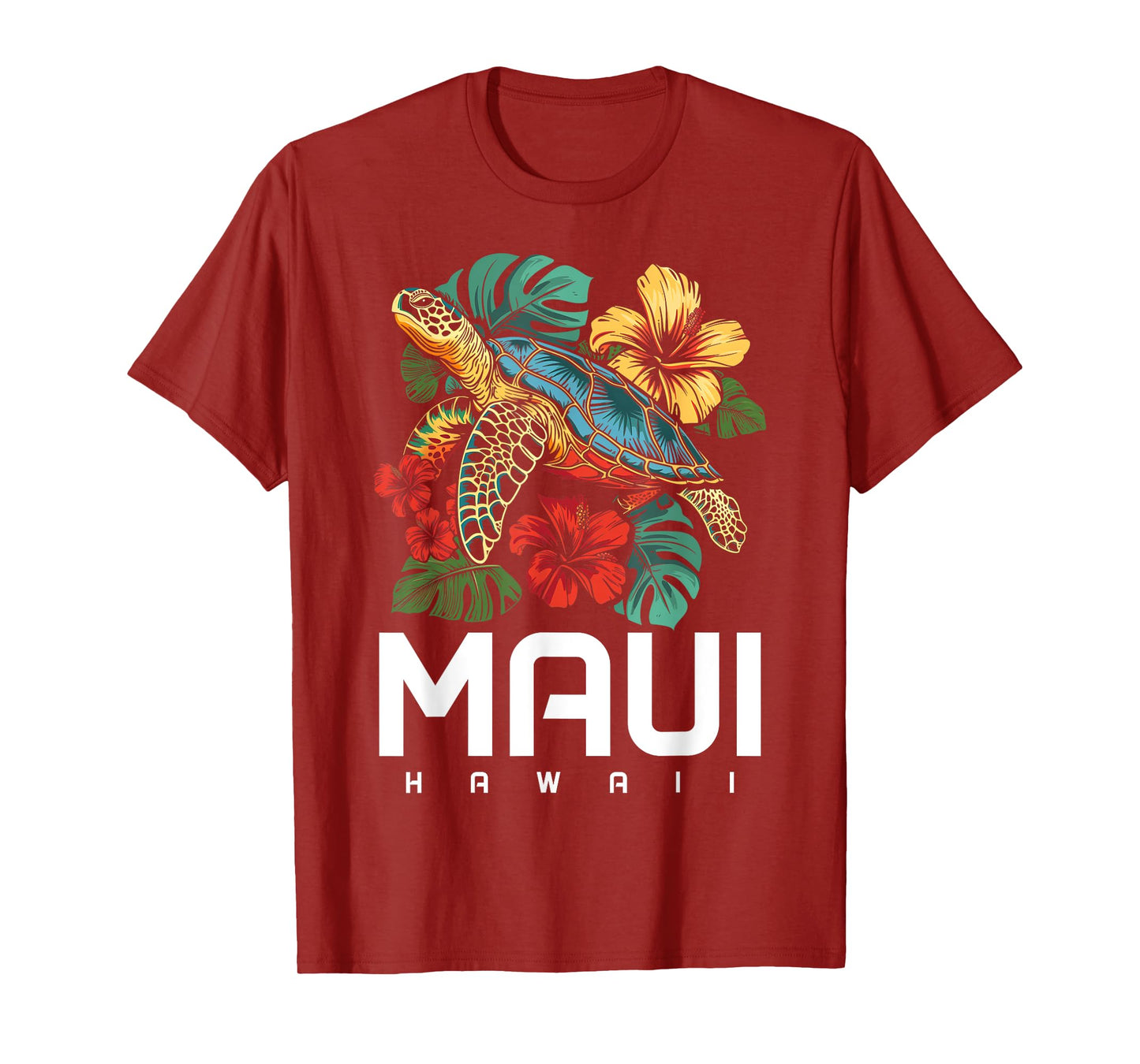 Maui Hawaii Sea Turtle Diving Flower Hawaii Souvenir T-Shirt