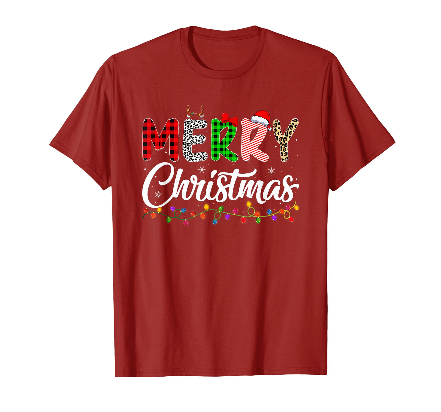 Merry Christmas Lights Santa Family Xmas Pajamas Men Women T-Shirt