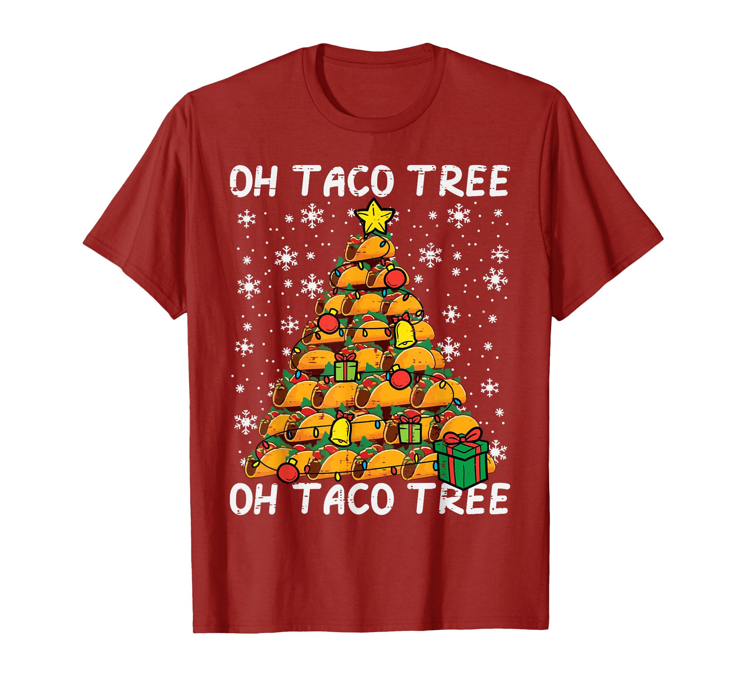 Tacos Christmas Tree Funny Xmas Foodie Mexican Men Women Kid T-Shirt
