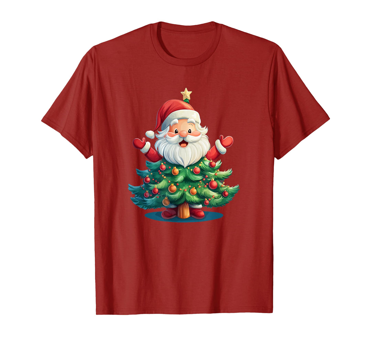 Christmas Tree and Santa Claus Brings Holiday Smiles T-Shirt