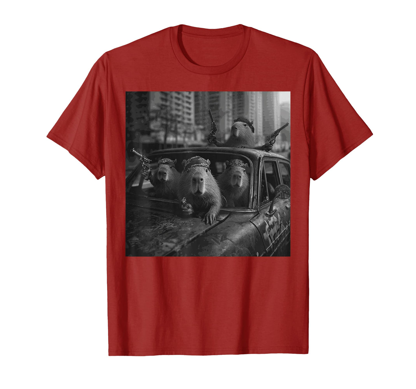 Funny Graphic Capybara Gangster Adult Funny T-Shirt