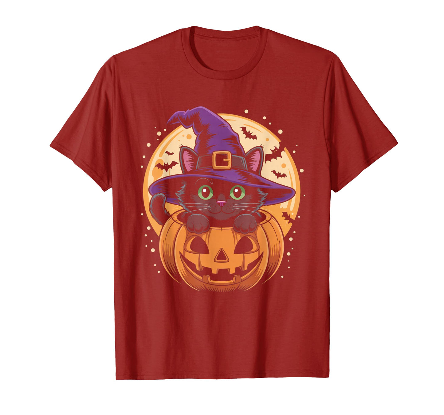 Cat Halloween Pumpkin Black Cat Scarry Spooky Gifts Kids T-Shirt