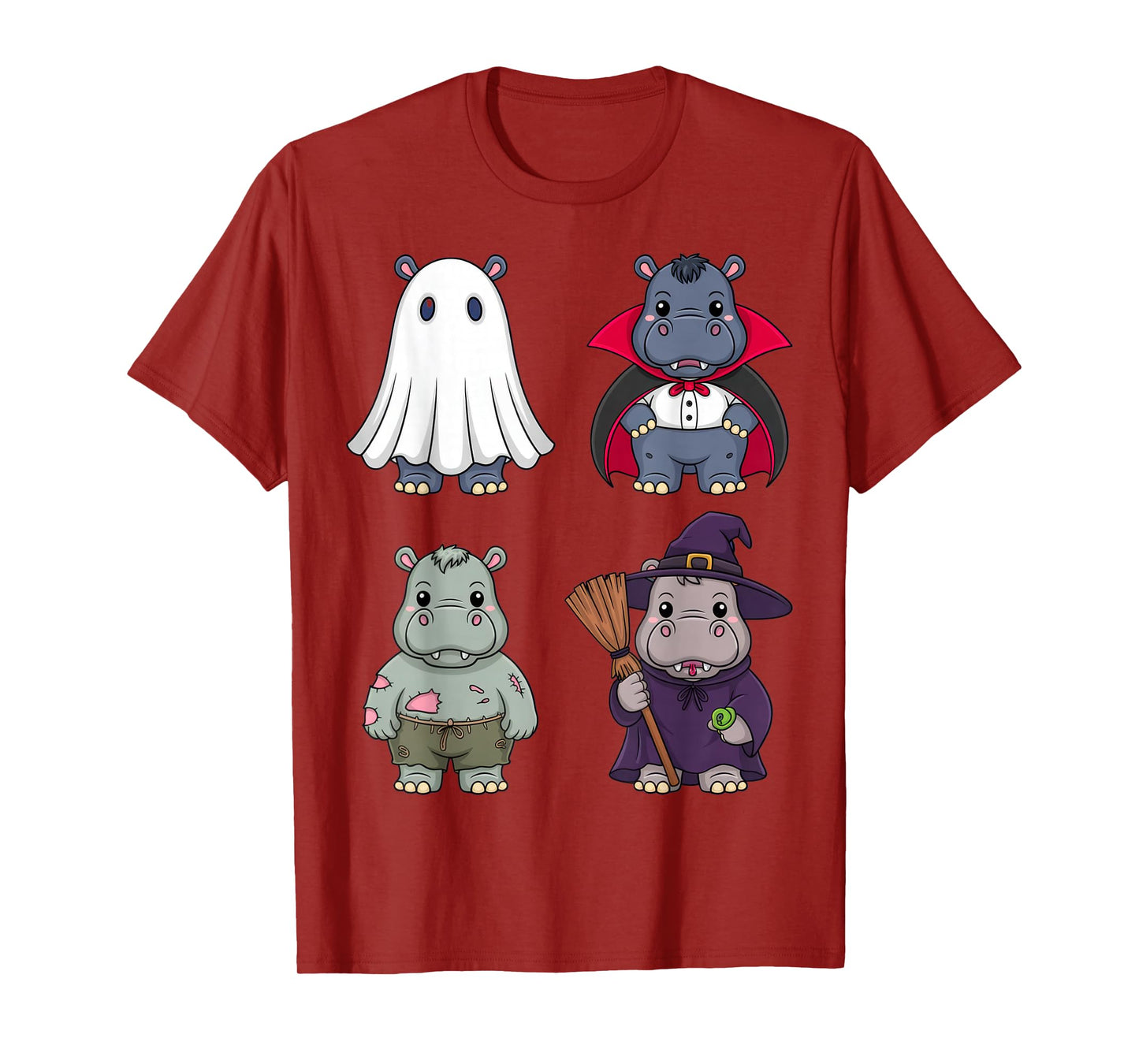 Hippo Costumes for Kids Halloween Fun Zombie Witch Ghost T-Shirt