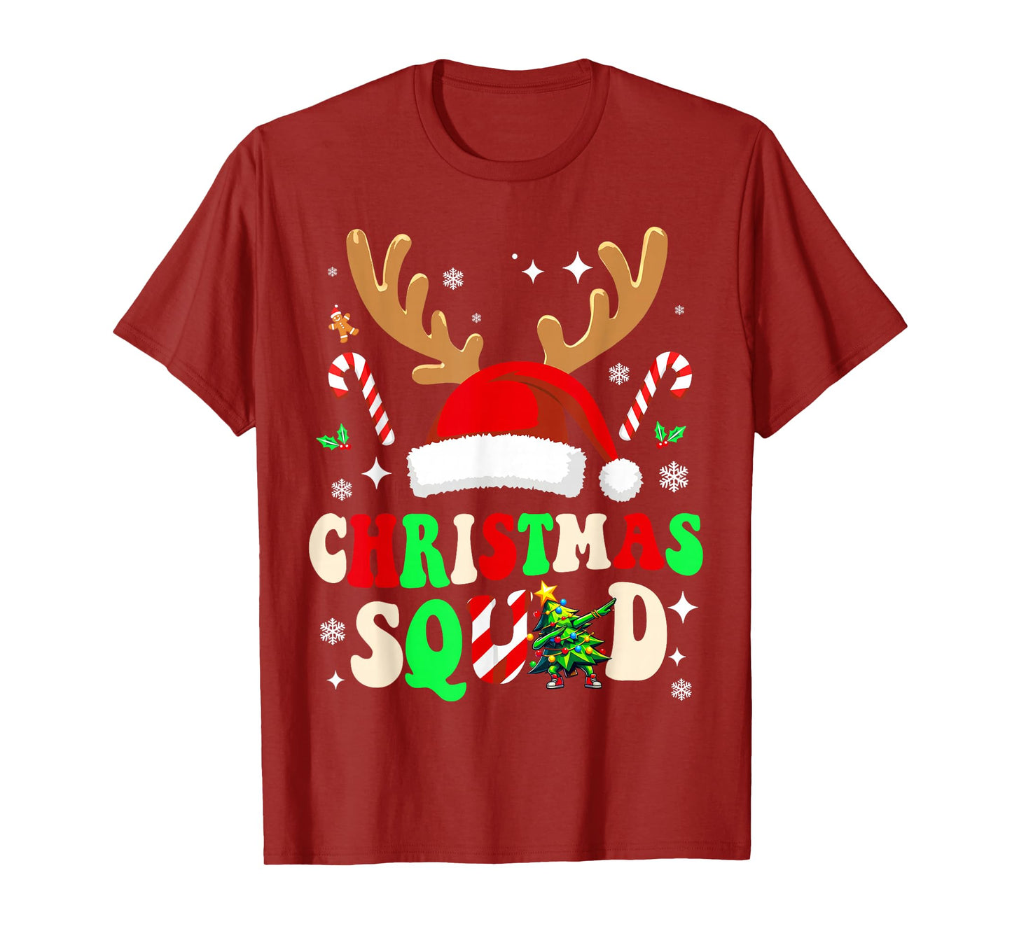 Christmas Squad Groovy Funny Matching Family Outfit Holiday T-Shirt