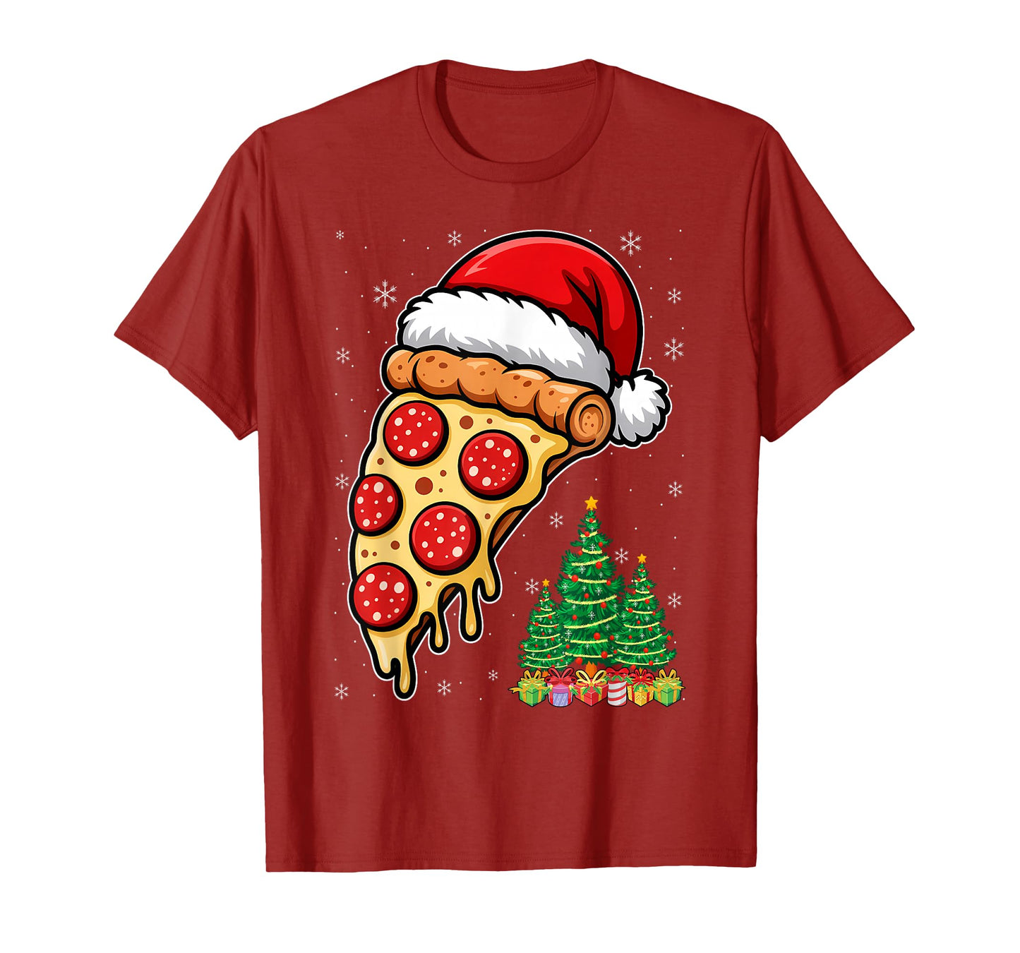 Funny Pizza Lover Santa Hat Christmas Pajama Pepperoni T-Shirt