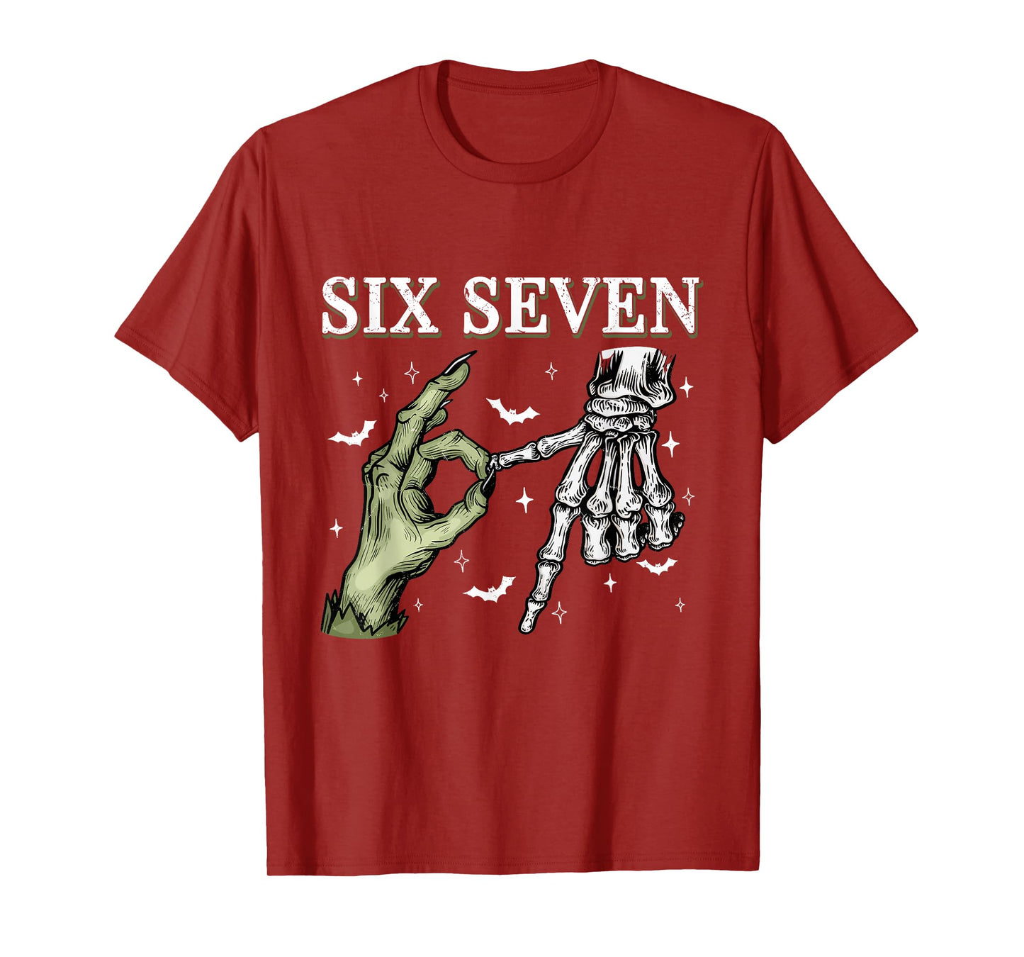 67 Six Seven Brainrot Halloween Witch Skeleton Phrase Meme T-Shirt