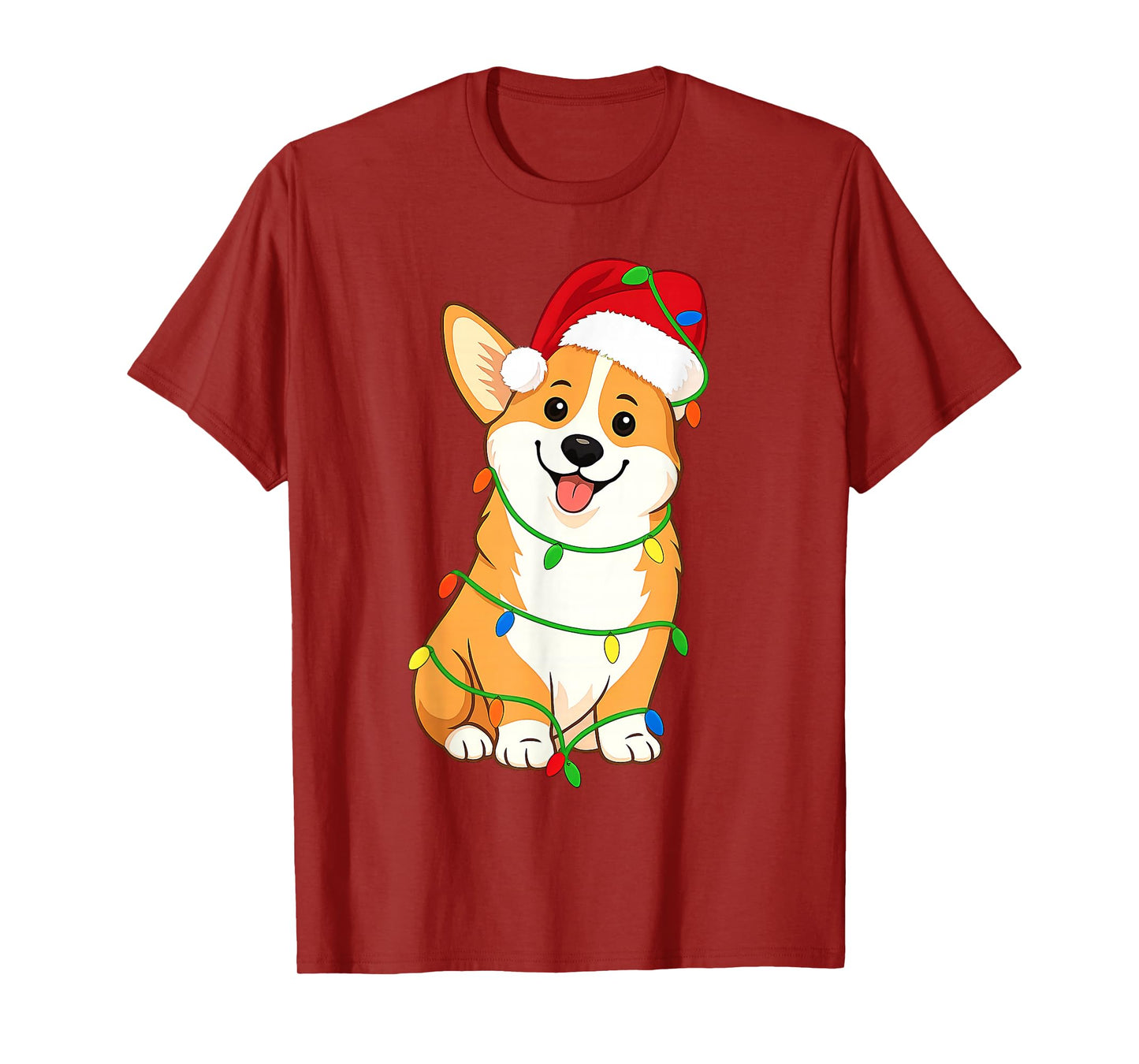 Corgi Christmas Tree Lights Holiday Dog Lover T-Shirt