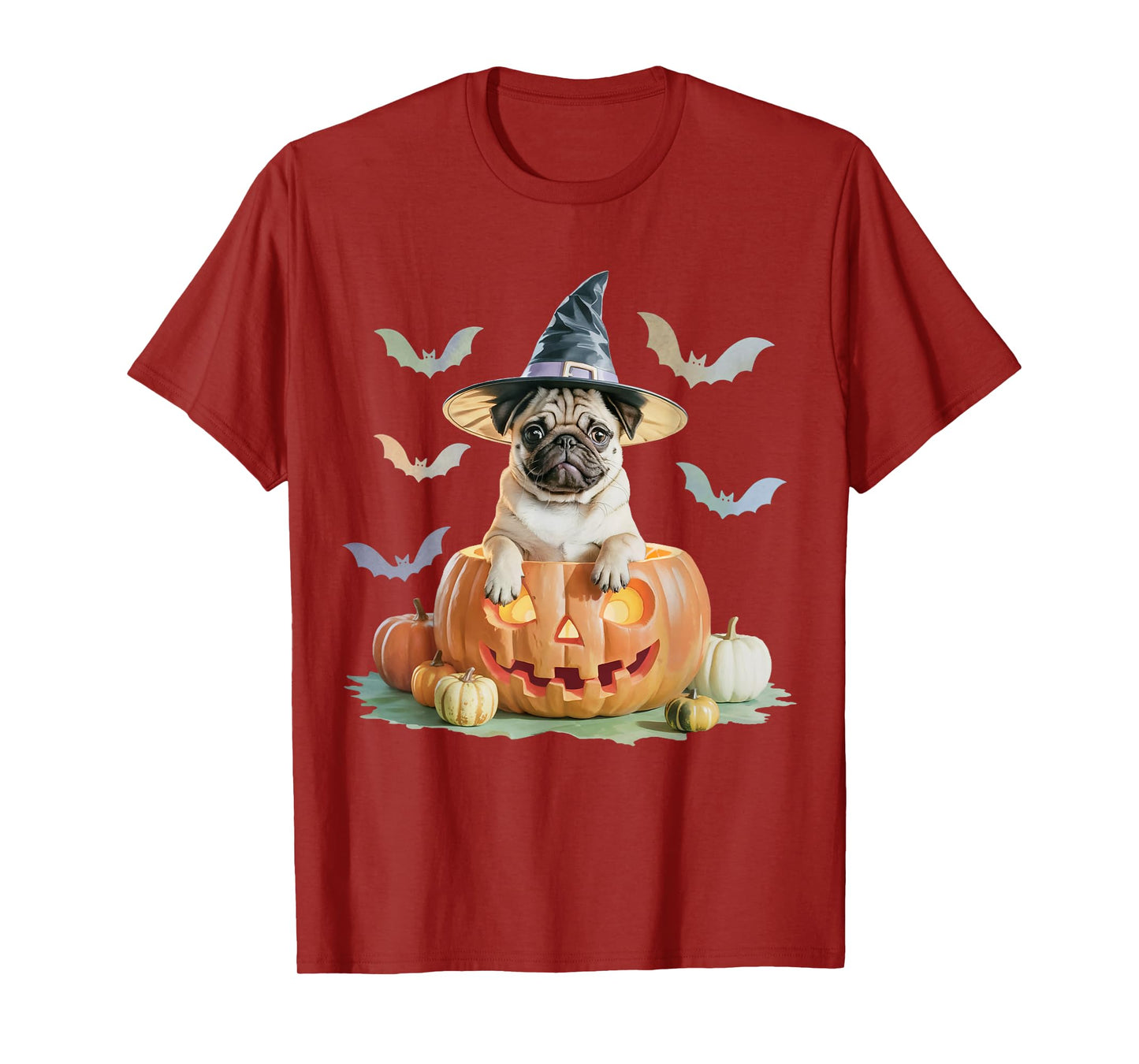 Cute Pug Pumpkin Halloween Pug Thanksgiving Dog Men Women T-Shirt
