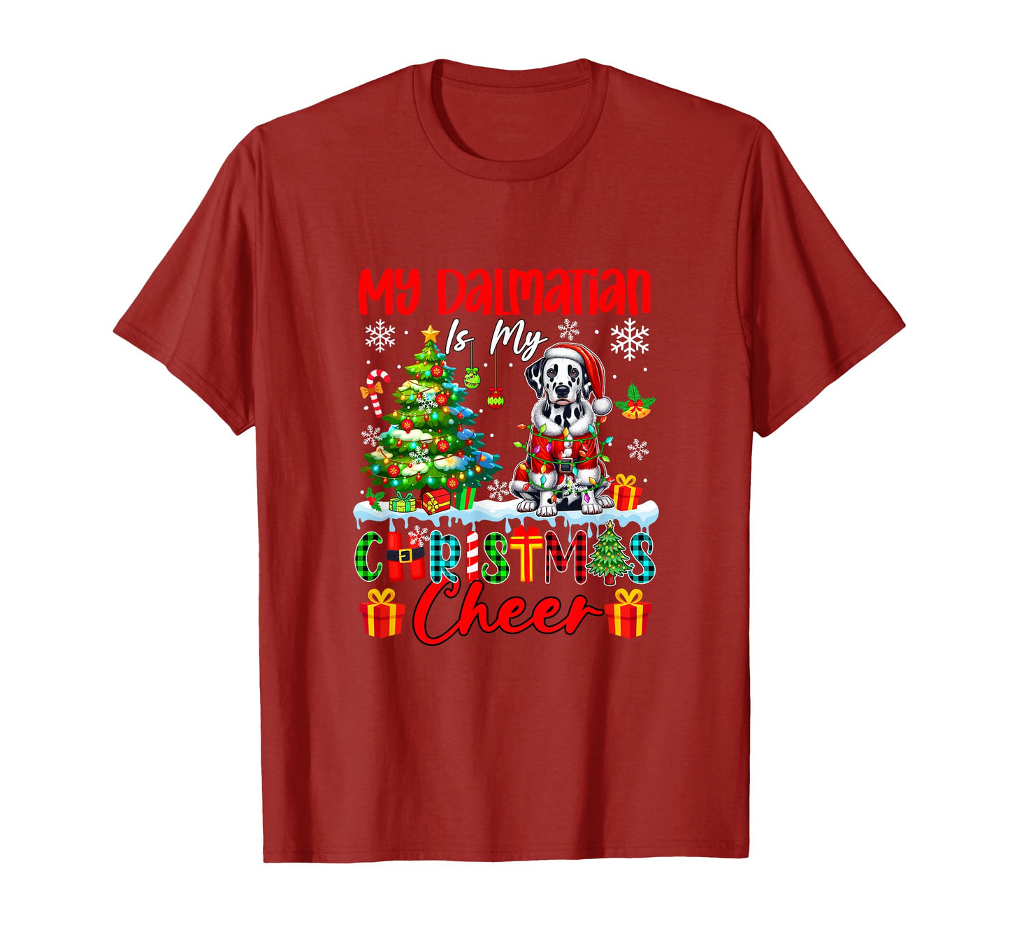 My Dalmatian is My Xmas Cheer Funny Santa Dog Owner Kids T-Shirt