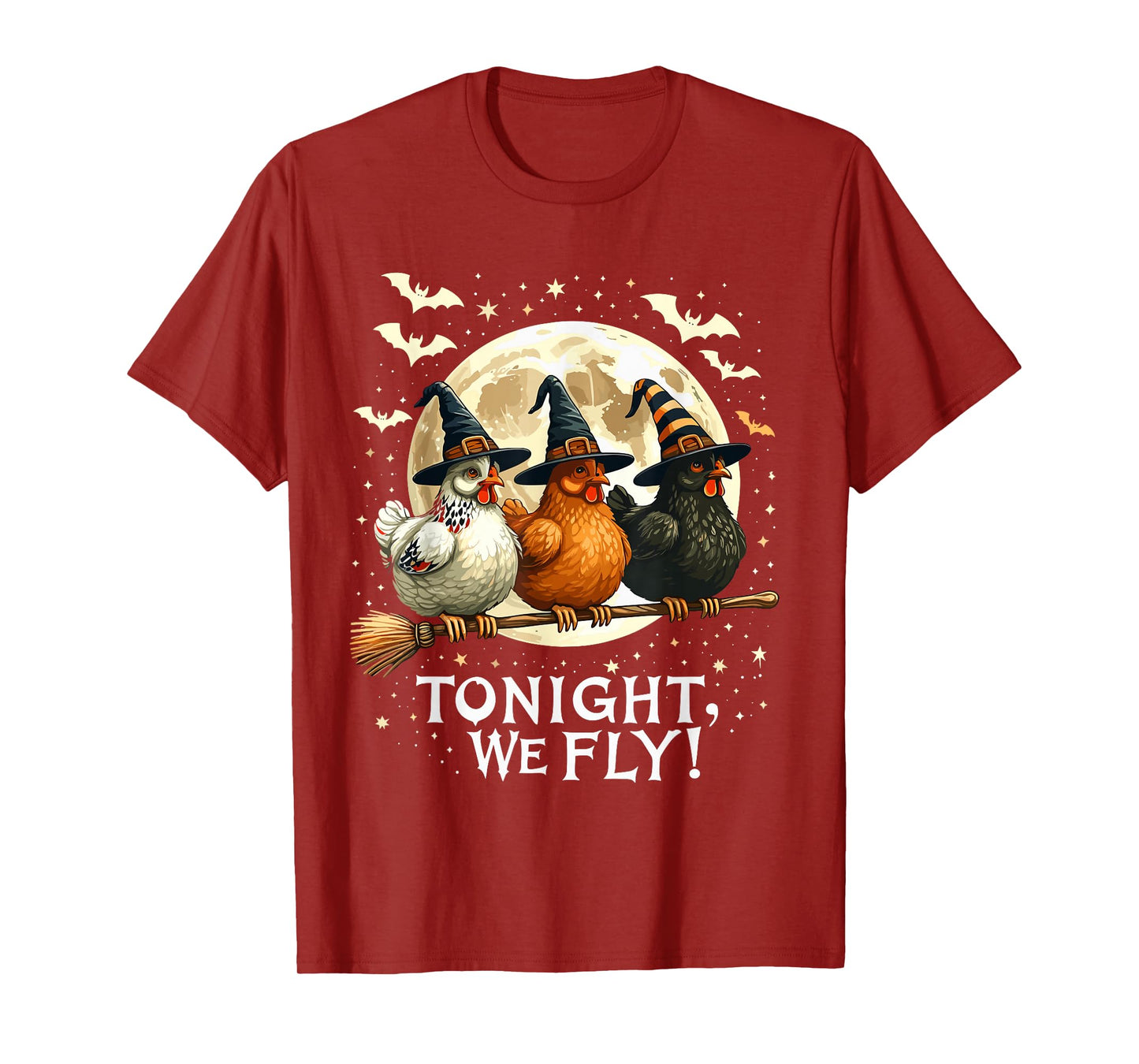 Tonight We Fly Funny Witchy Chickens Spooky Farm Halloween T-Shirt