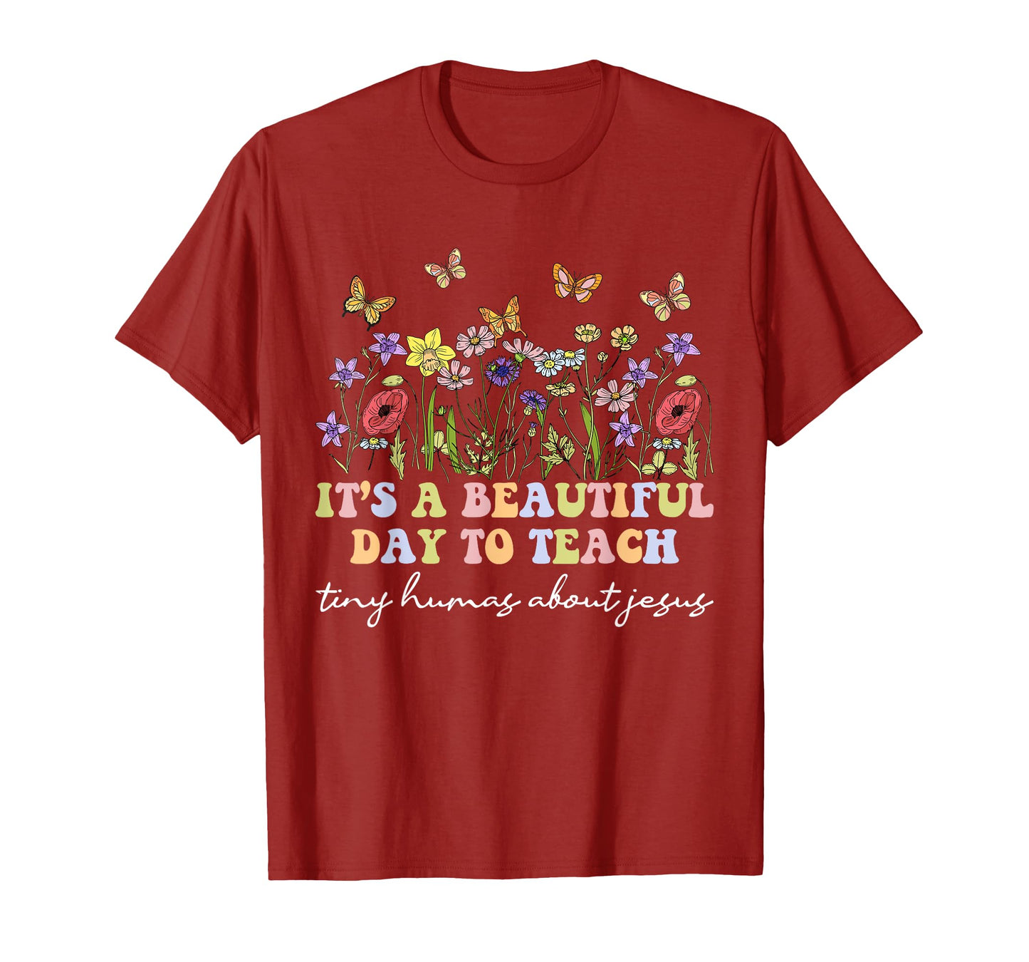 Groovy I Teach Tiny Humans About Jesus Christian Teacher T-Shirt