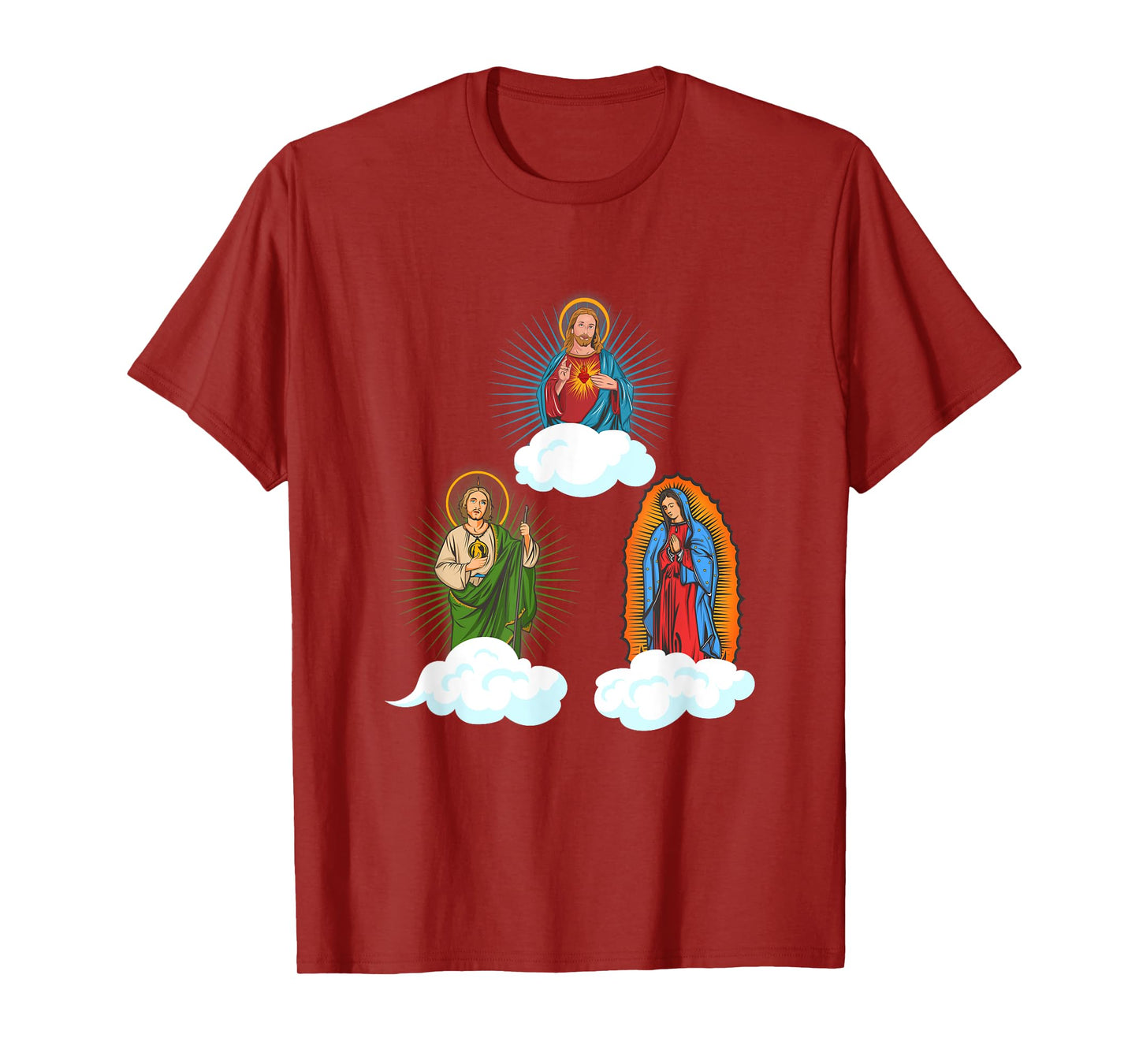 Jesus. Virgen María y San Judas Tadeo In Clouds T-Shirt