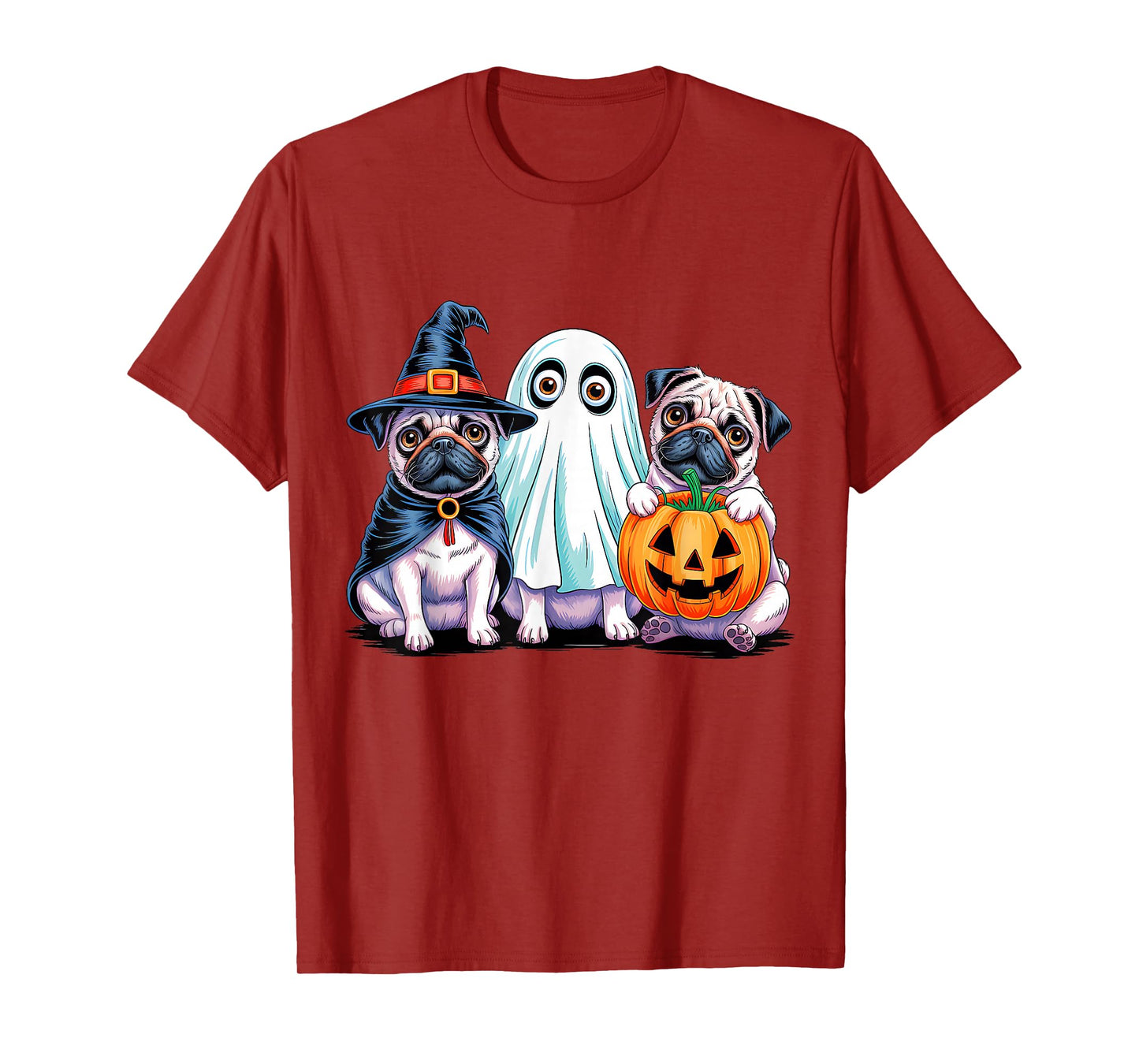 Pug Halloween Funny Dog Lover Pumpkin Witch Ghost Boo T-Shirt