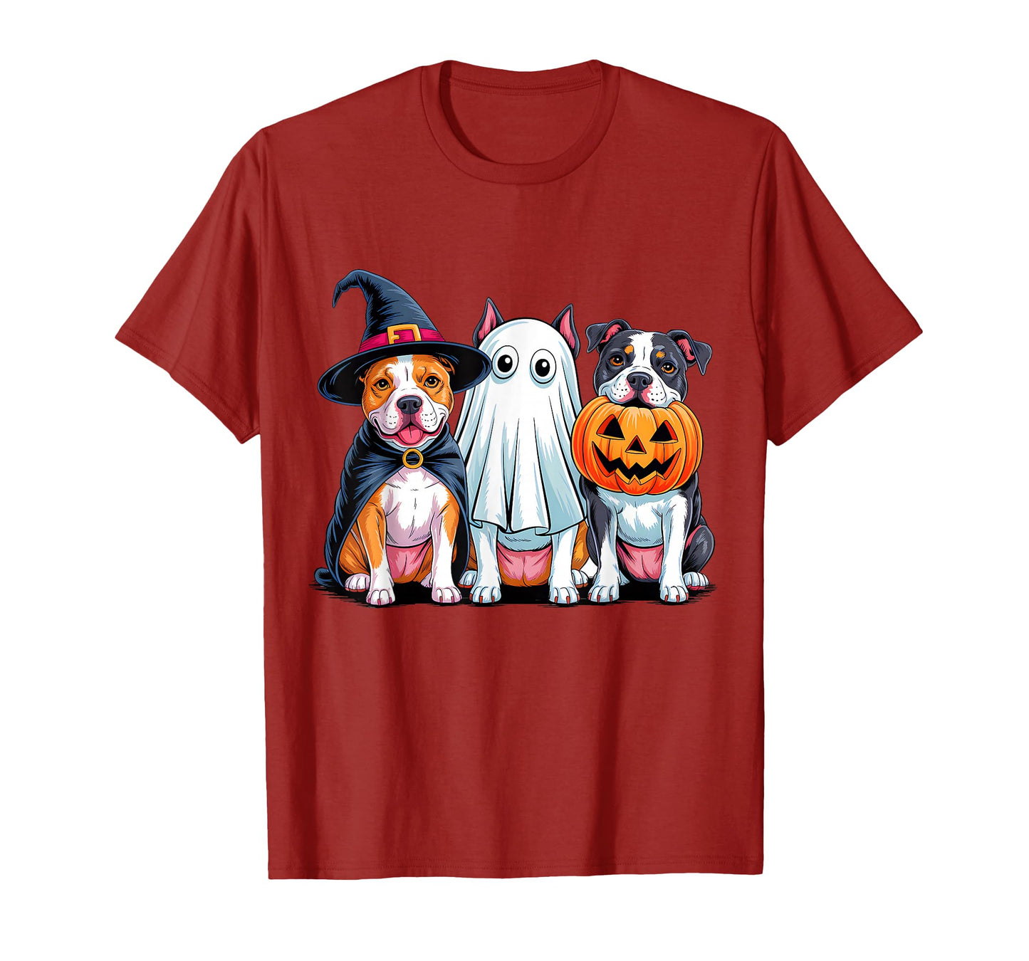 Pittbull Halloween Funny Dog Lover Pumpkin Witch Ghost Boo T-Shirt