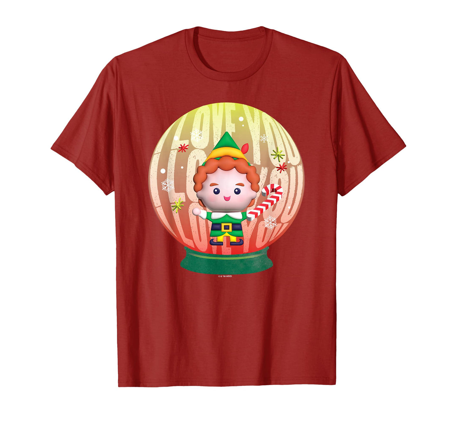 Elf Christmas Cute Little Buddy in A Snow Globe Portrait T-Shirt