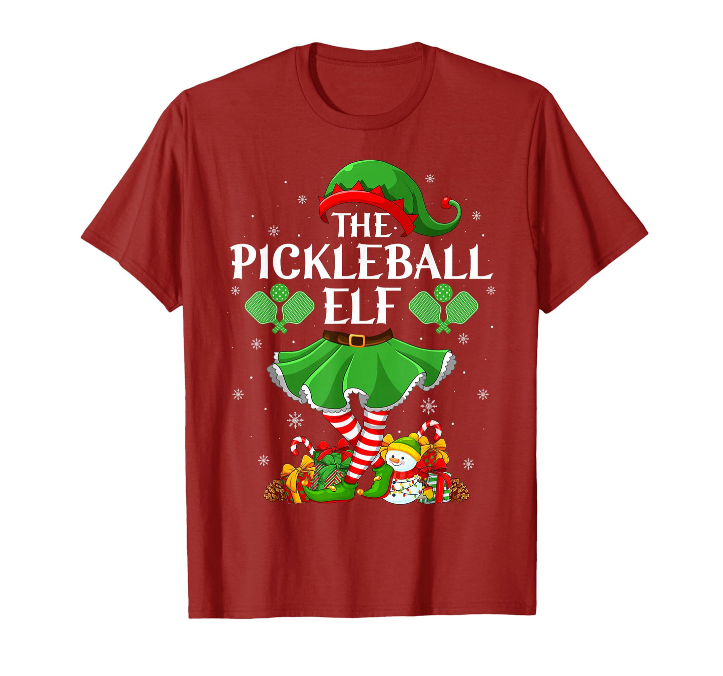 Pickleball Elf Christmas Family Elf Squad Xmas Girls Women T-Shirt