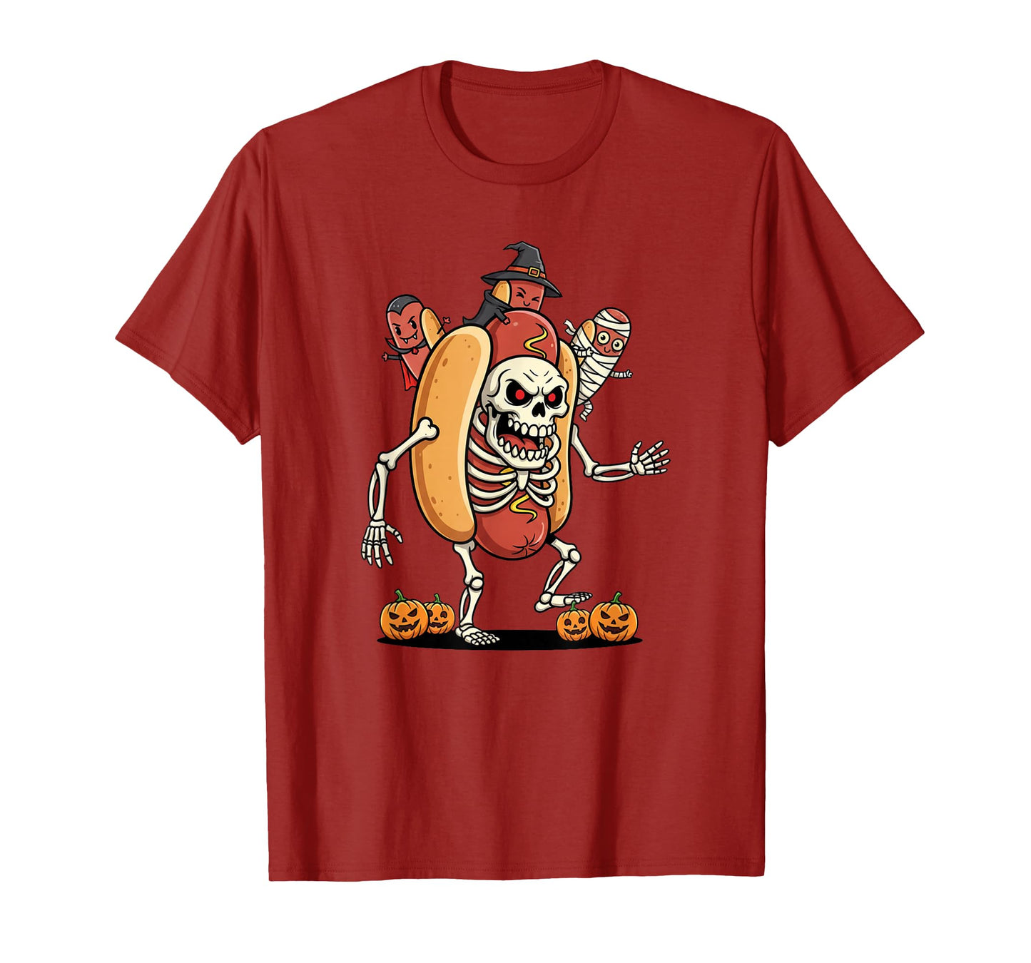 Funny Hotdog Skeleton Mummy Witch Halloween Kids Mens Womens T-Shirt