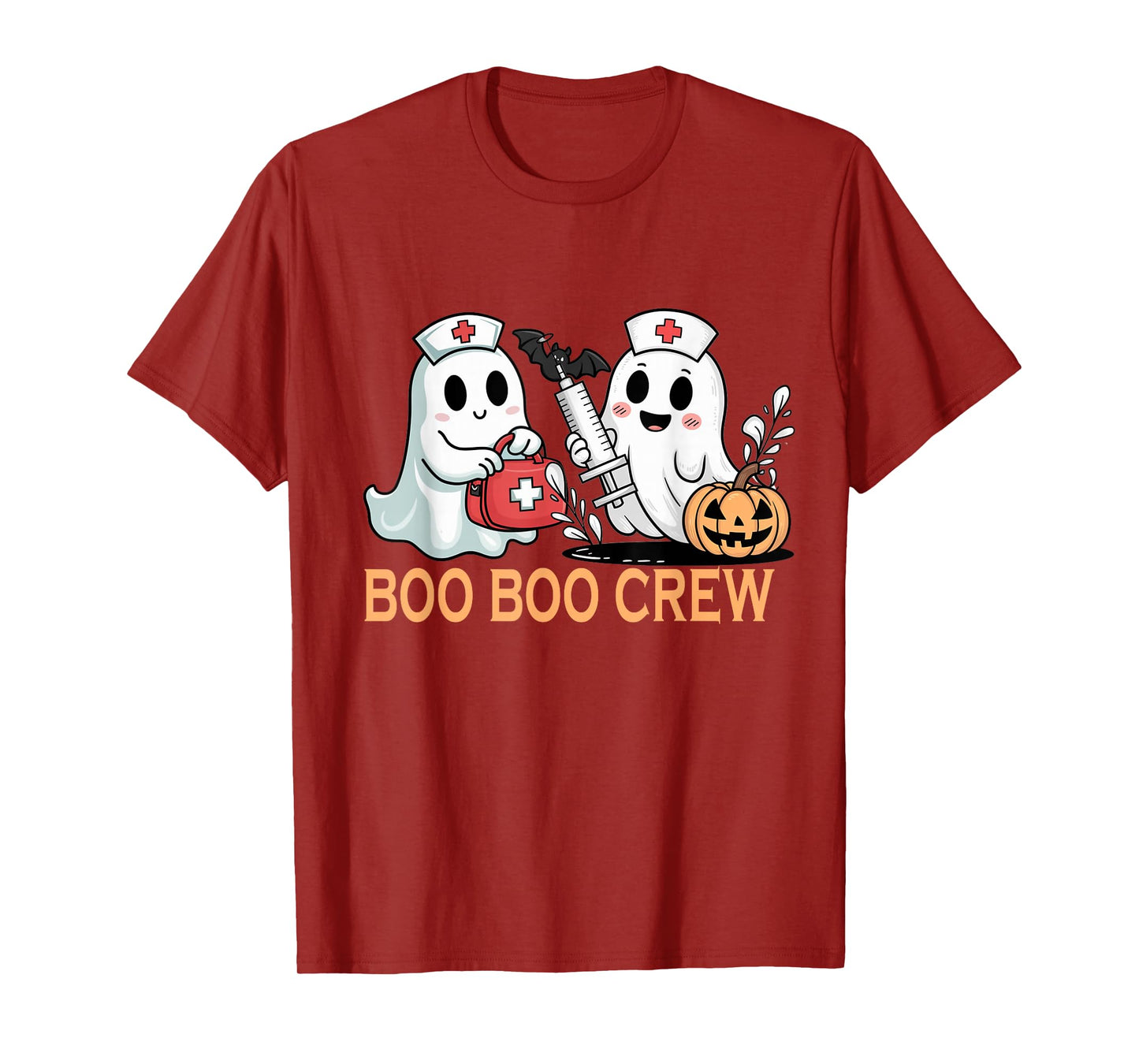 Ghost Boo Boo Crew Nurse Halloween Women Spooky Nurse Funny T-Shirt