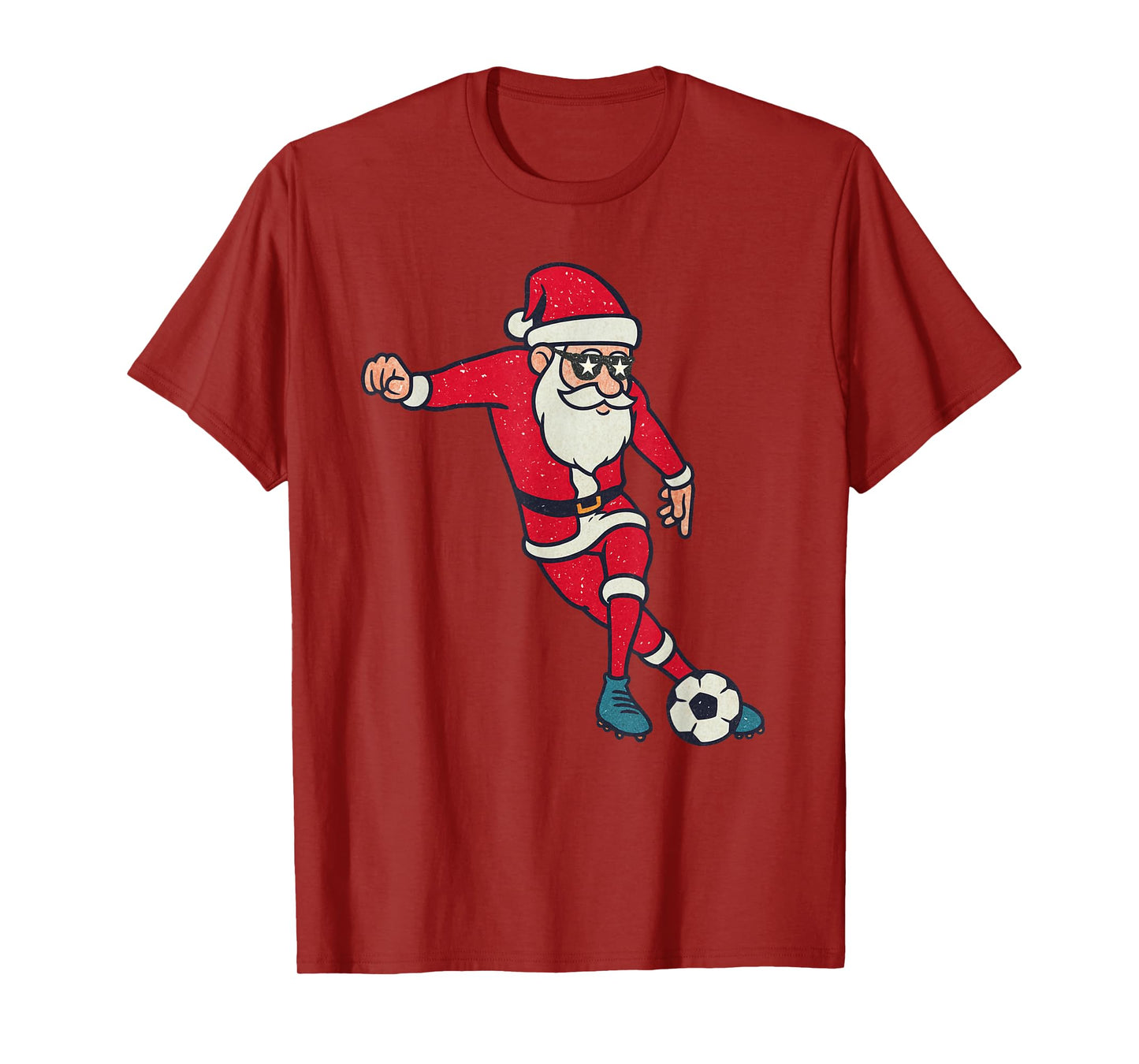 Santa Playing Soccer Christmas Vintage Funny Xmas Holiday T-Shirt