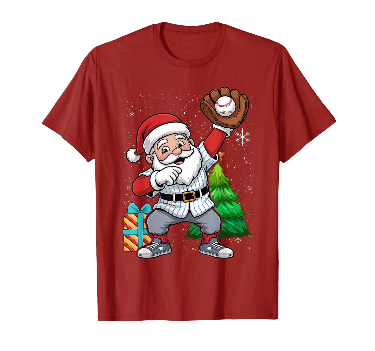 Baseball Santa Christmas No Hitter Pitching Claus T-Shirt