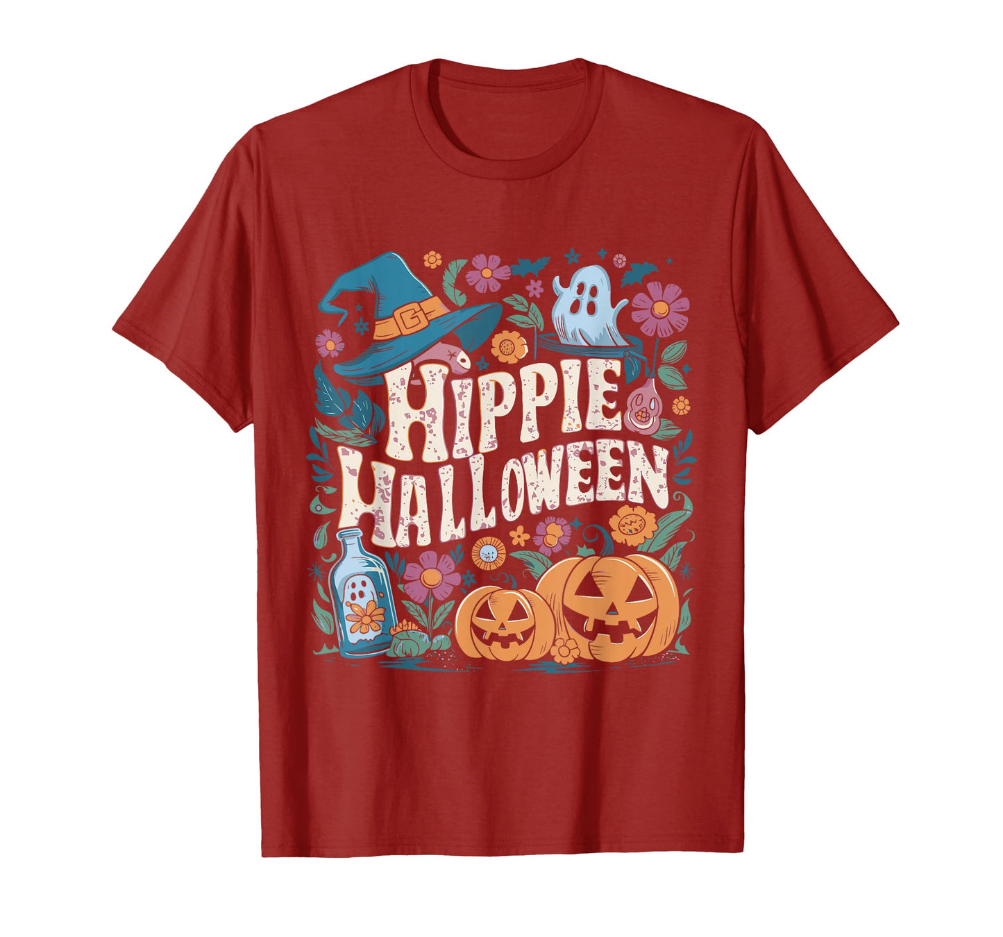 Hippie Halloween Groovy Ghost Pumpkins T-Shirt