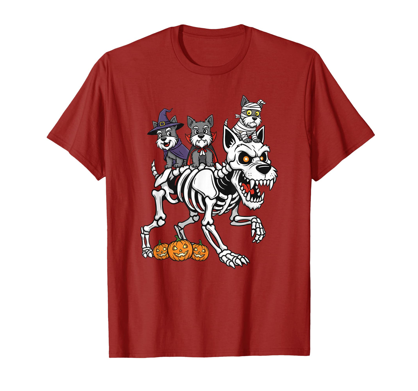 Scottish Terrier Skeleton Mummy Witch Halloween Mens Womens T-Shirt