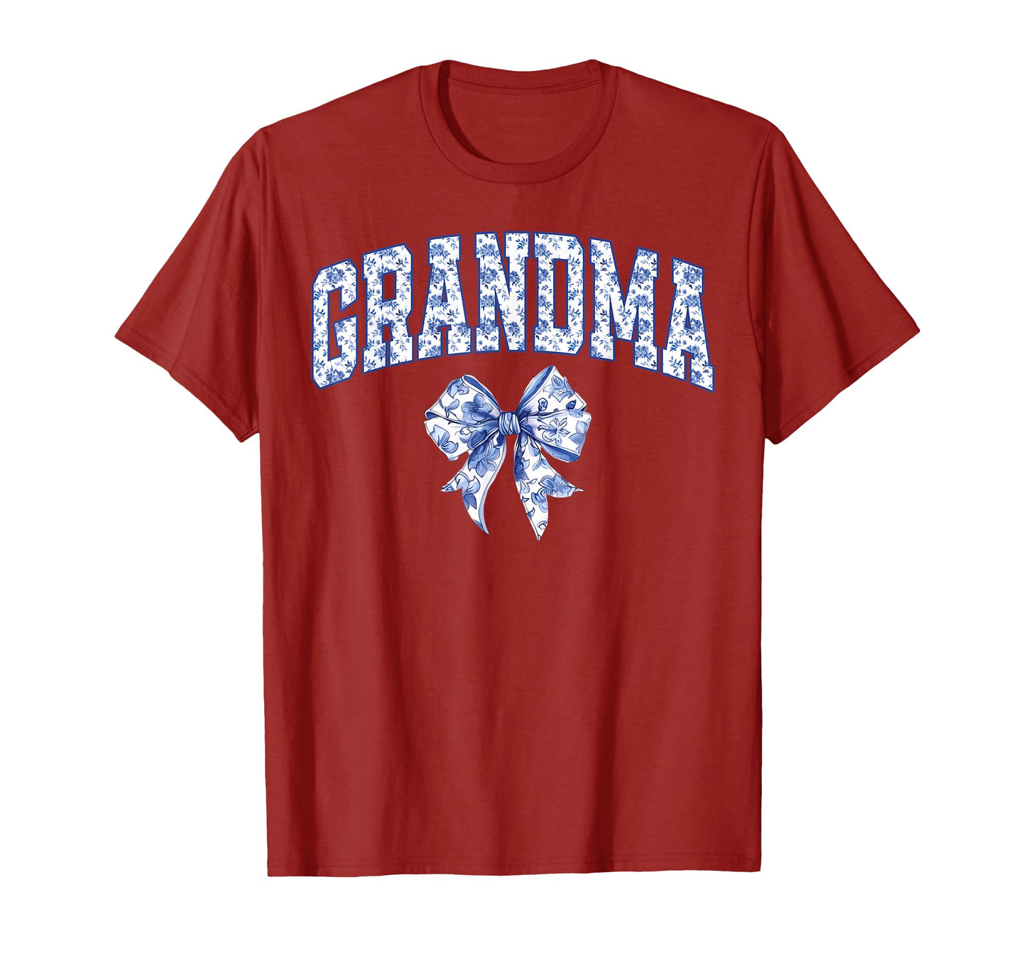 Grandma Coquette Toile Blue Bow Floral Family Matching T-Shirt