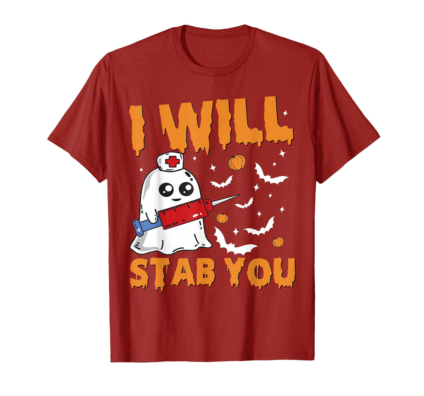 I Will Stab You Ghost Nurse Retro Funny Halloween for Nurses T-Shirt