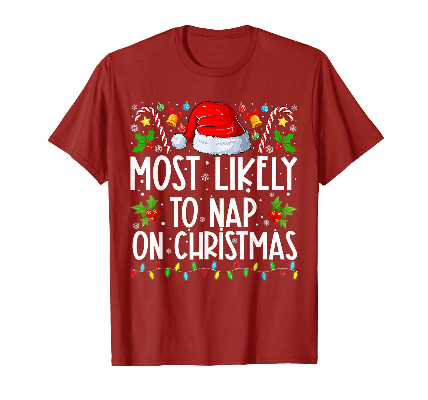 Most Likely To Nap On Christmas Family Christmas Pajamas T-Shirt