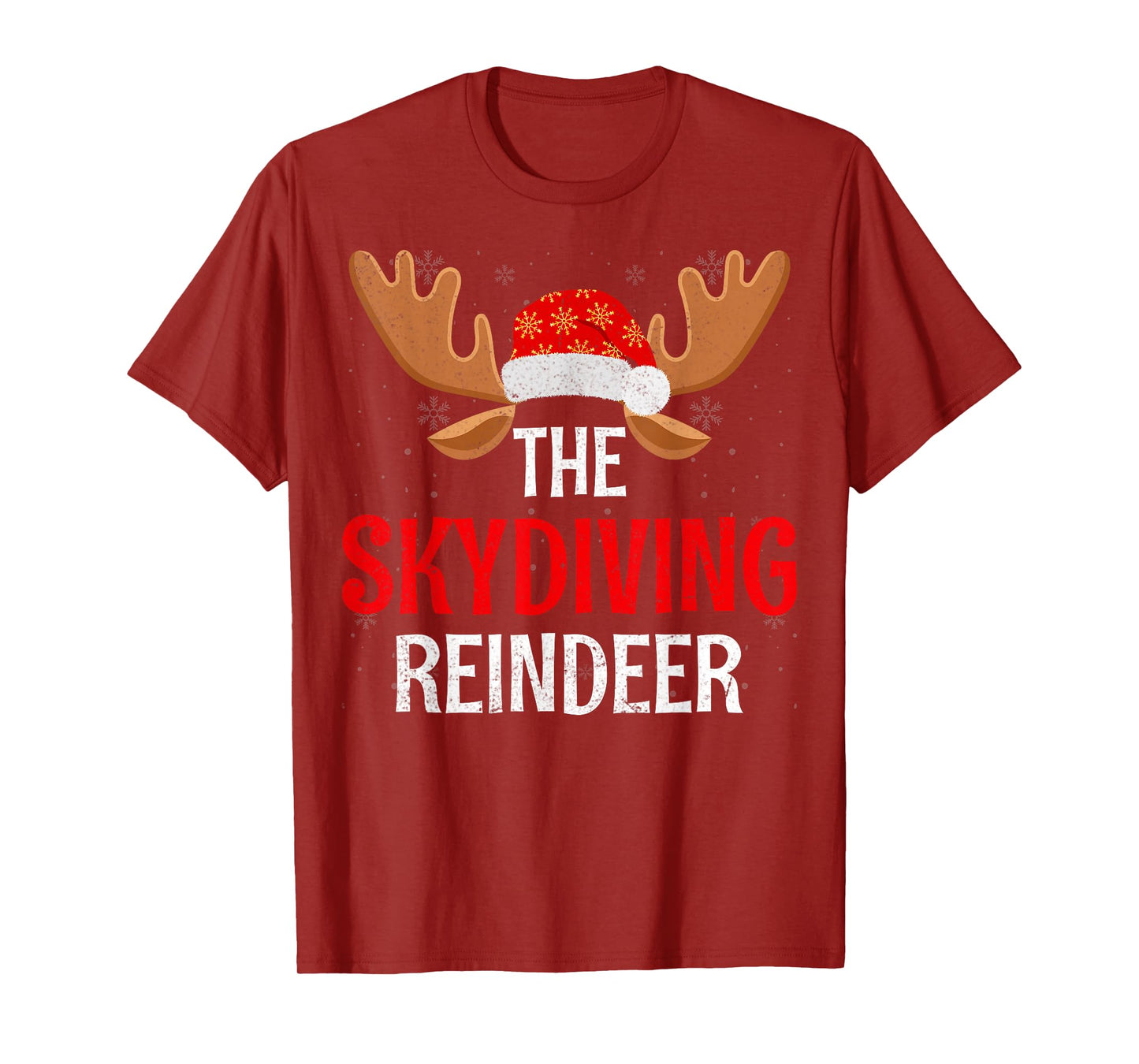 The Skydiving Reindeer Santa Hat Christmas Day Men Women T-Shirt
