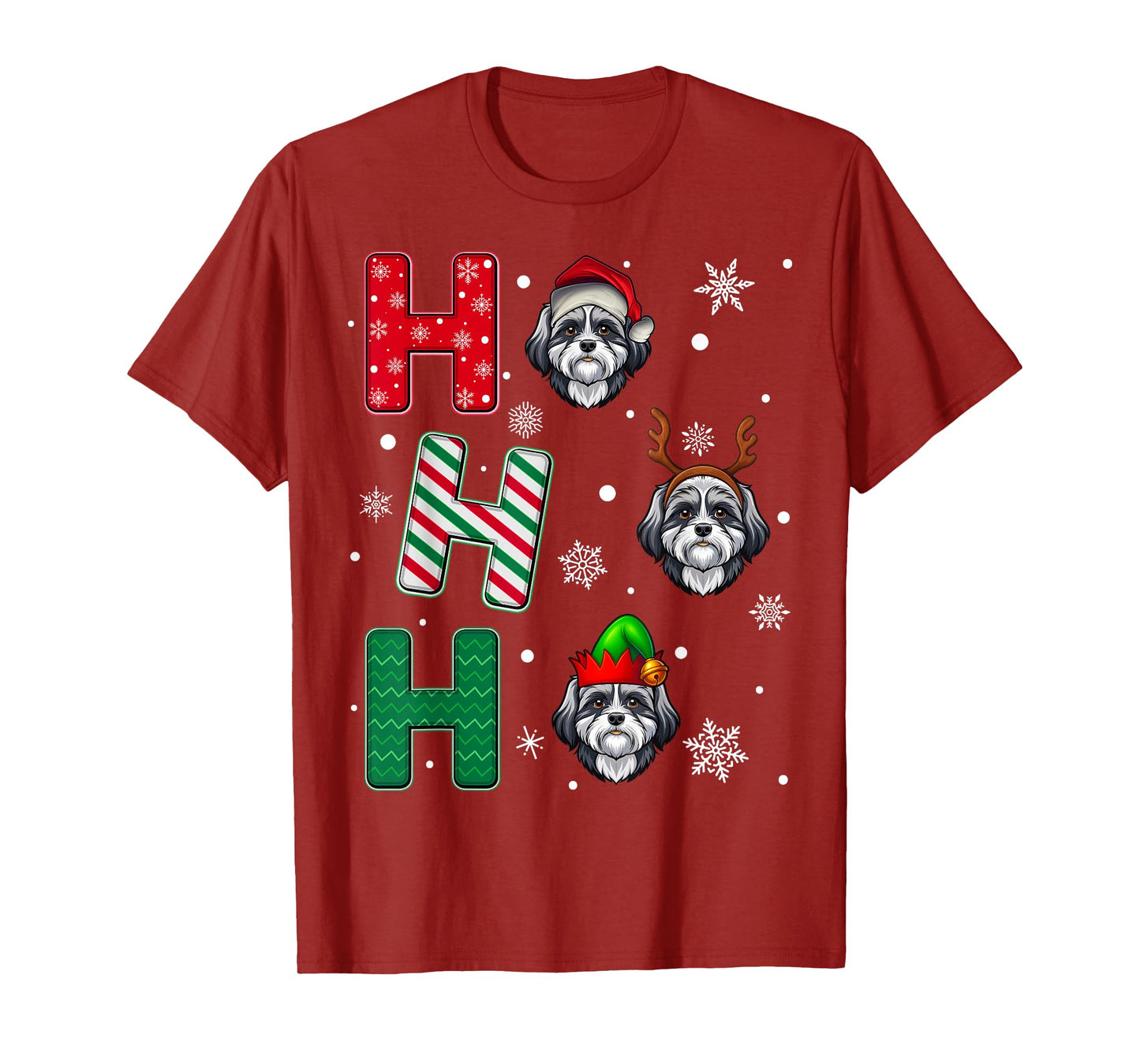 Ho Ho Ho Shih Tzu Dog Matching Christmas Santa Elf Xmas T-Shirt