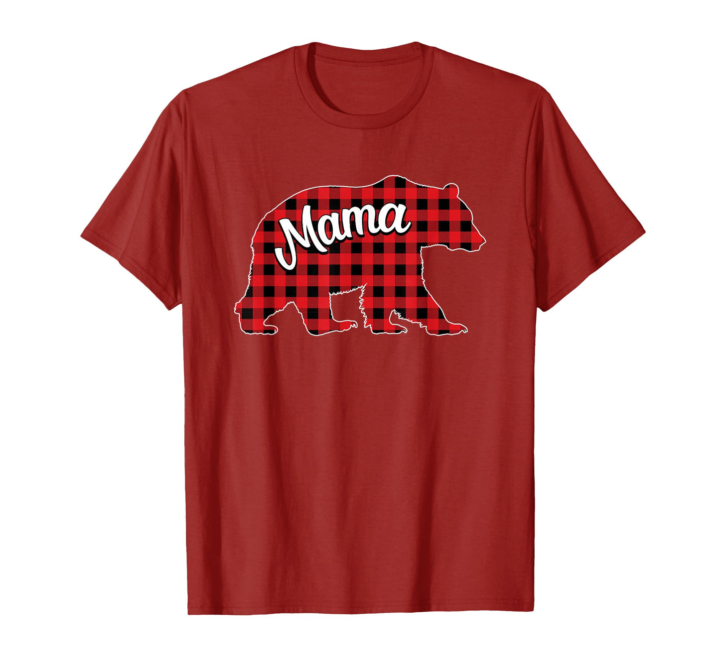 Matching Family Buffalo Plaid Mama Bear Christmas Pajamas T-Shirt