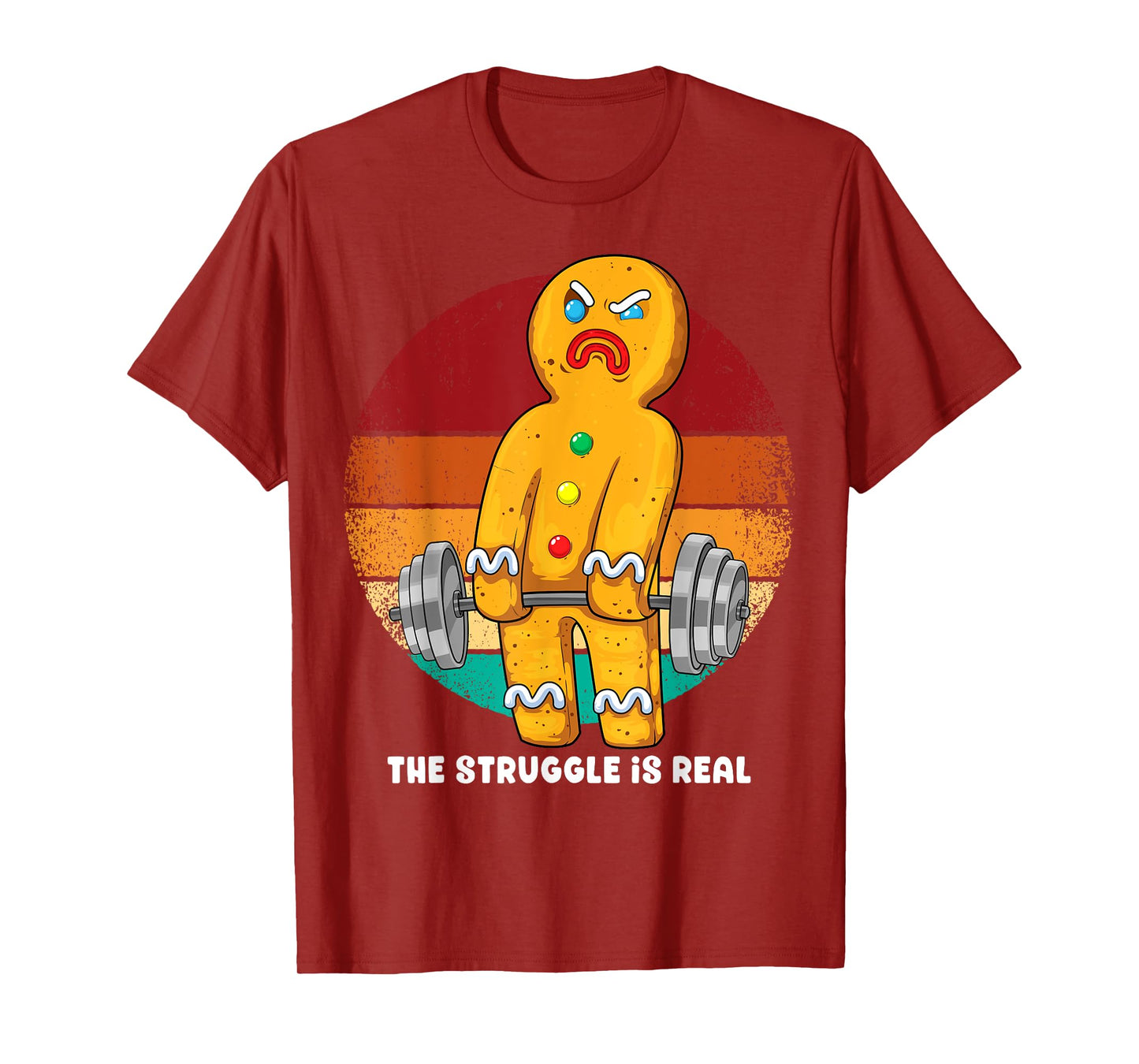 Gingerbread Man Weightlifting Christmas Fitness Gym Deadlift T-Shirt