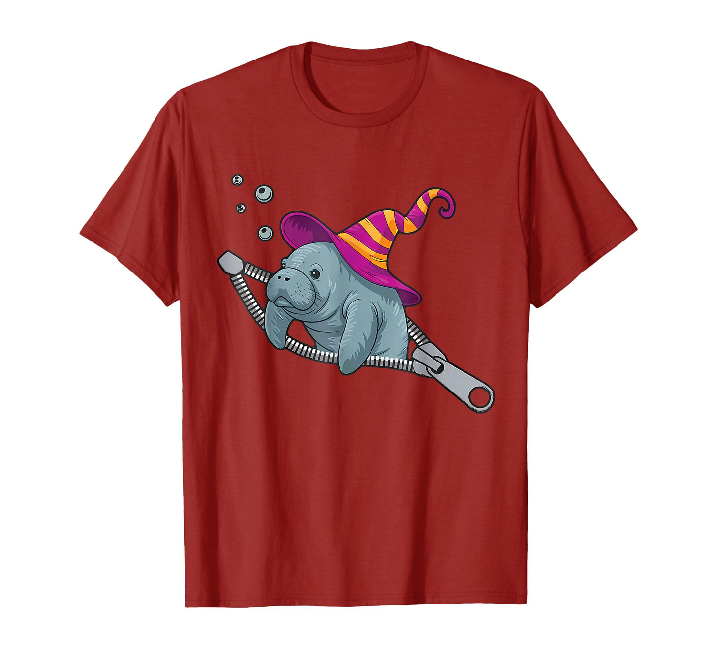 Manatee Emerging from A Zipper Cute Manatee Halloween Wizard T-Shirt