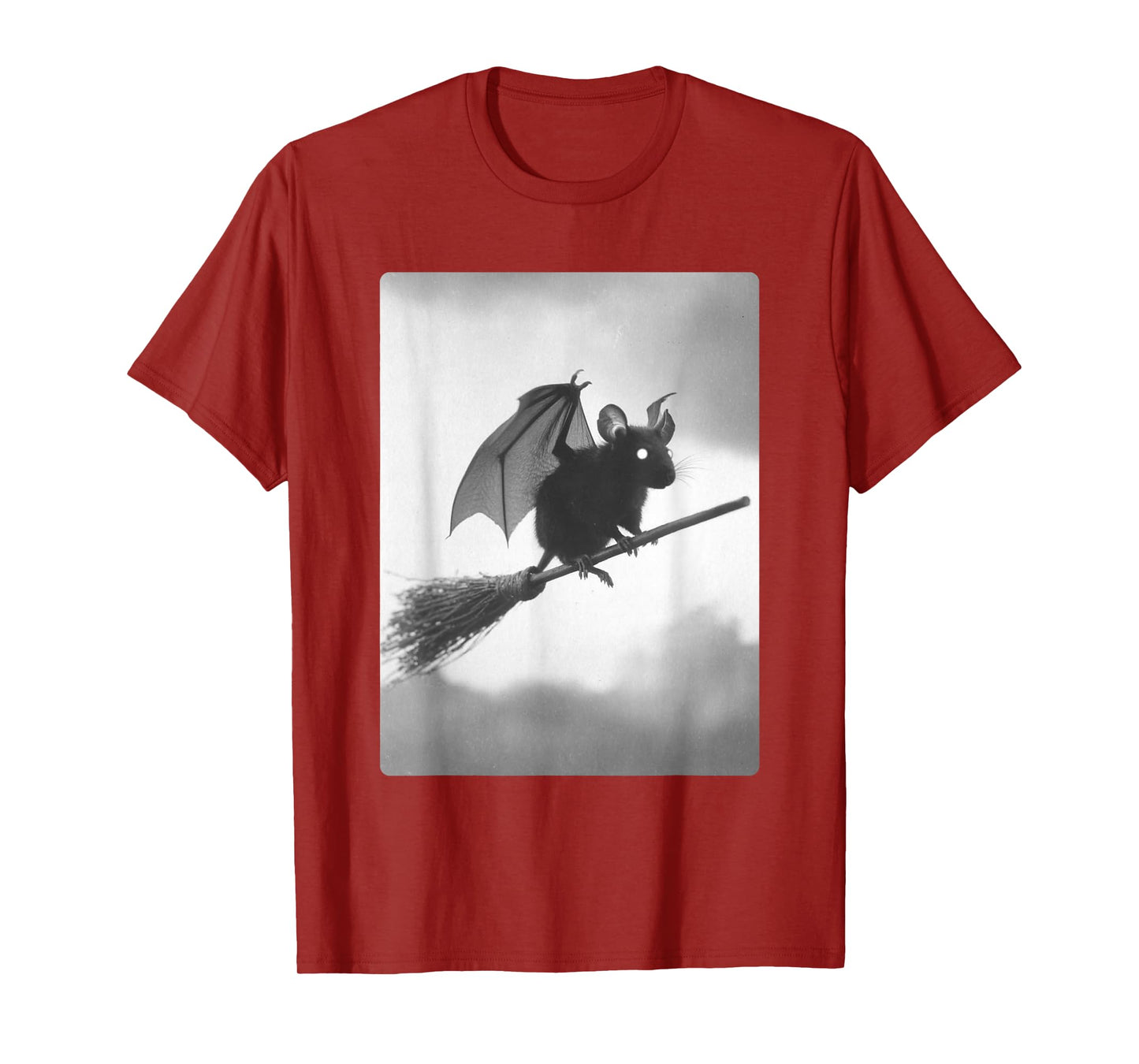 Gothic Rat Witch Broom Bat Wings Spooky Halloween Animal T-Shirt