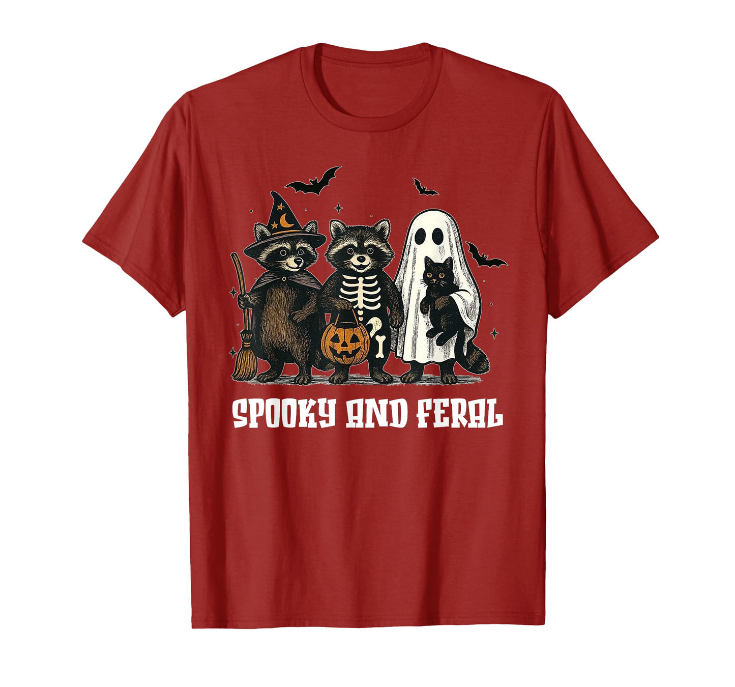 Halloween Raccoon Spooky and Feral Ghost Raccoon Spooky T-Shirt