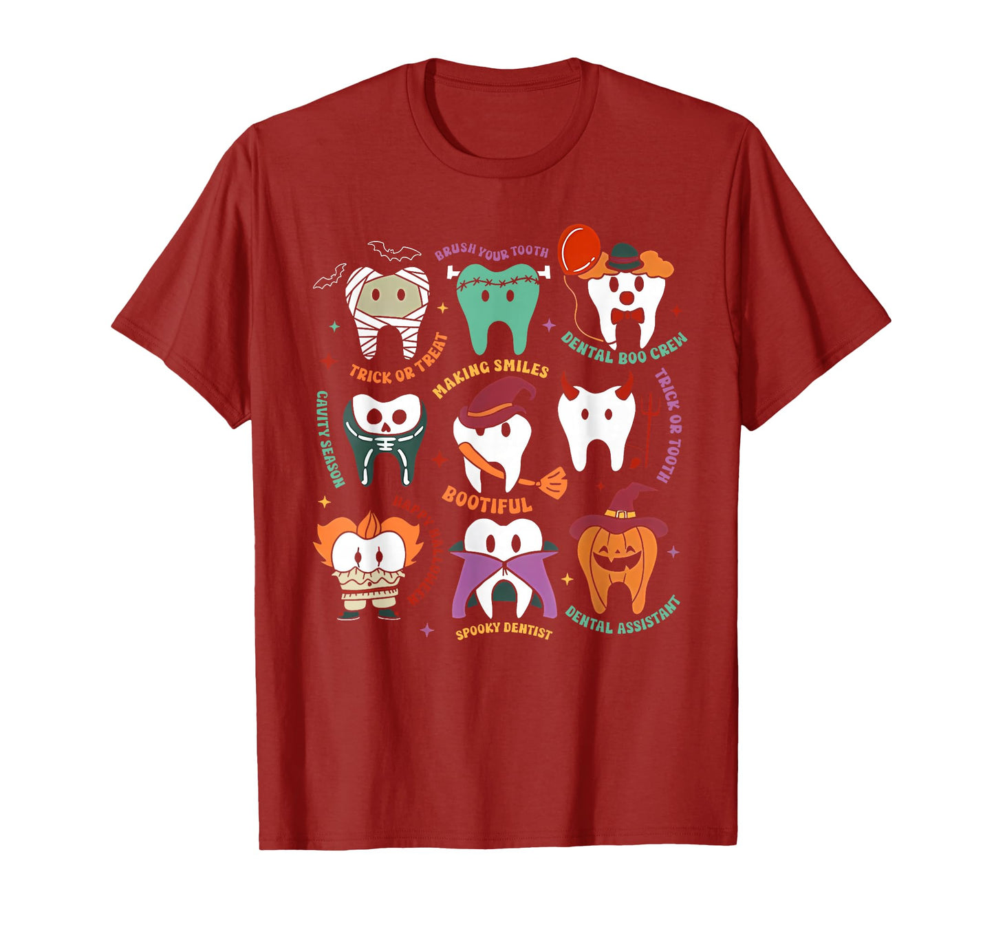 Funny Halloween Teeth Spooky Season Dentist Women Men Kids T-Shirt